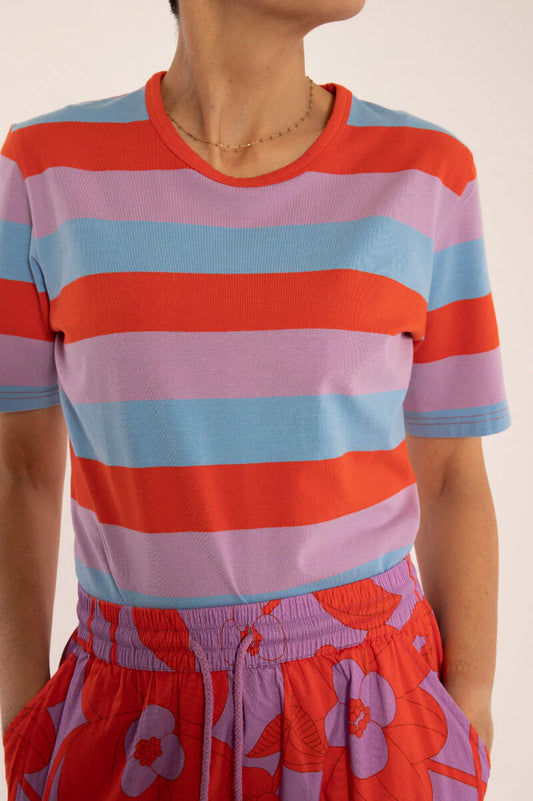 Pink&red stripy T-shirt uk 8