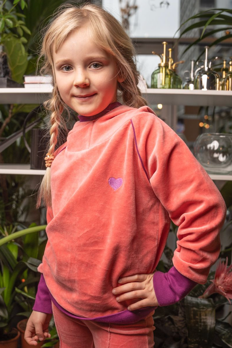 Pink velour hoodie 7-8y (122-128cm)