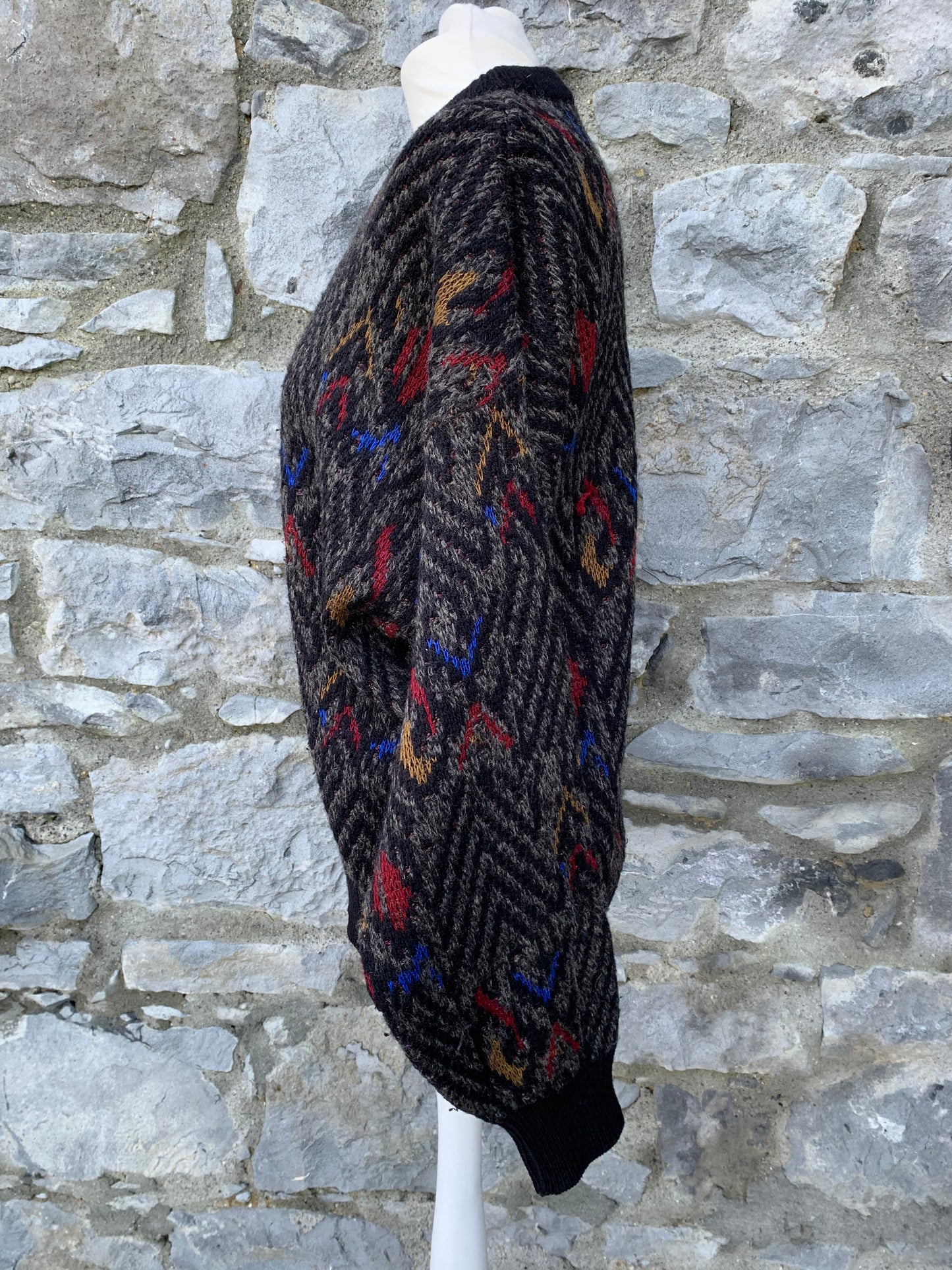 80s grey chevron jumper Medium