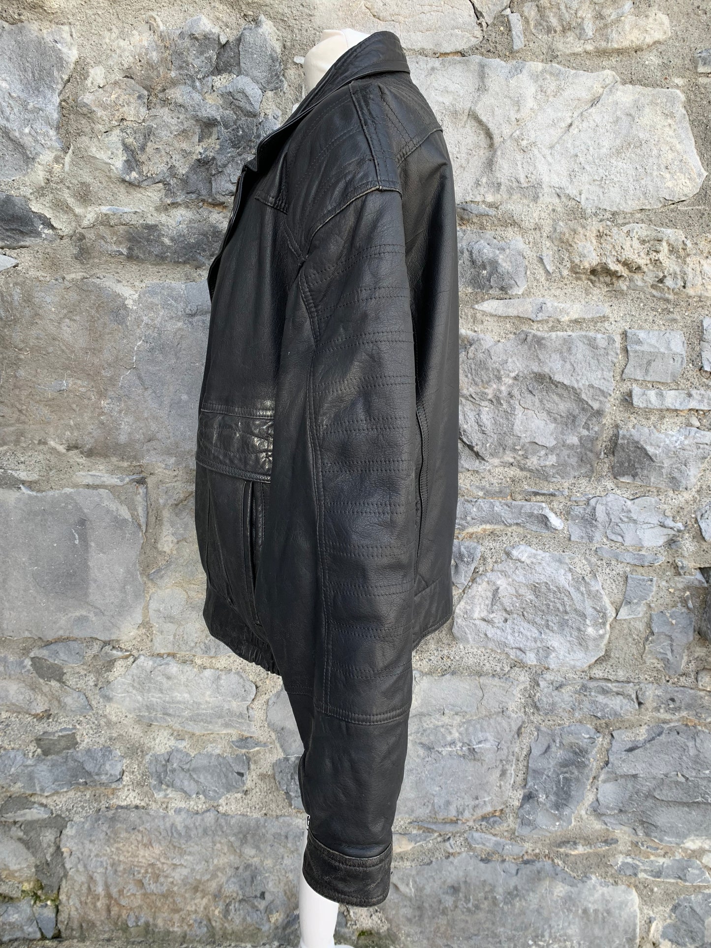 Concord black patchwork leather jacket M/L