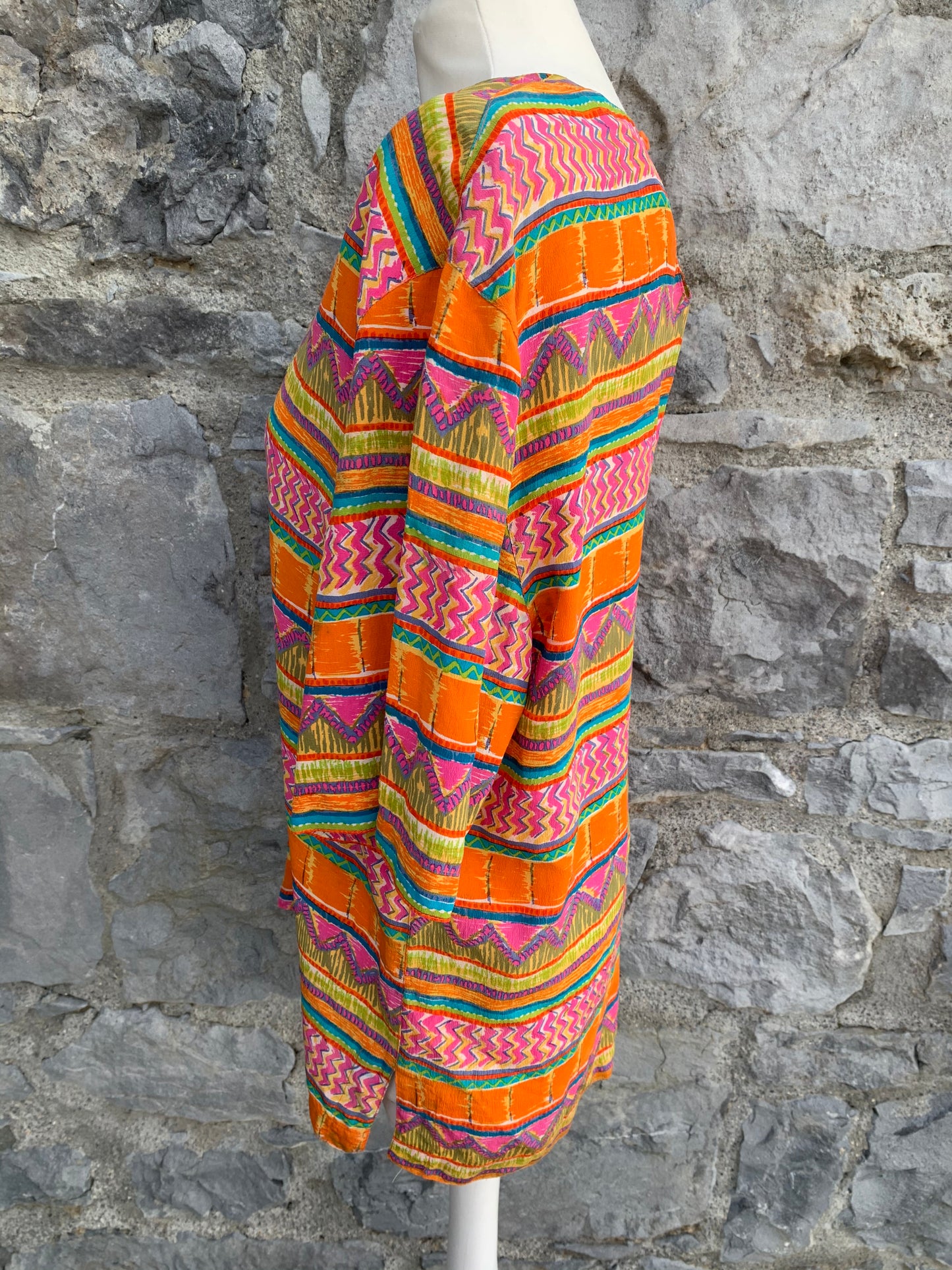 August Silk 80s orange top uk 12