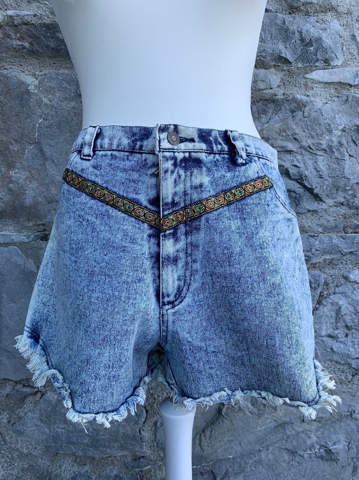 Crystal 80s denim shorts uk 12