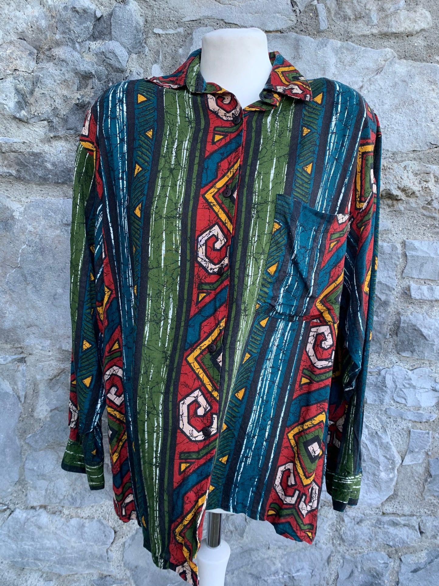 80s Aztec print shirt uk 12
