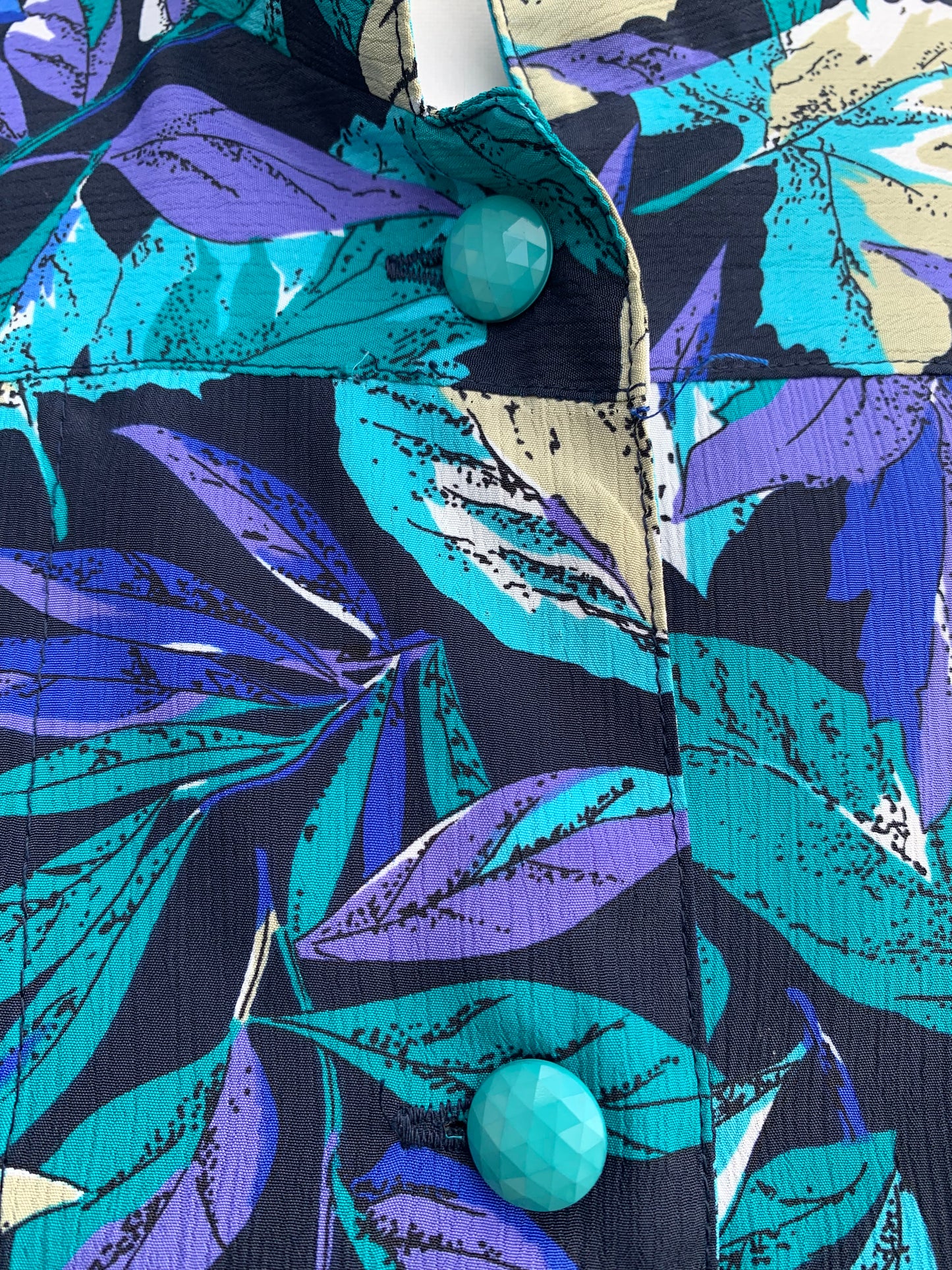 Markwald purple&teal leaves blouse uk 14