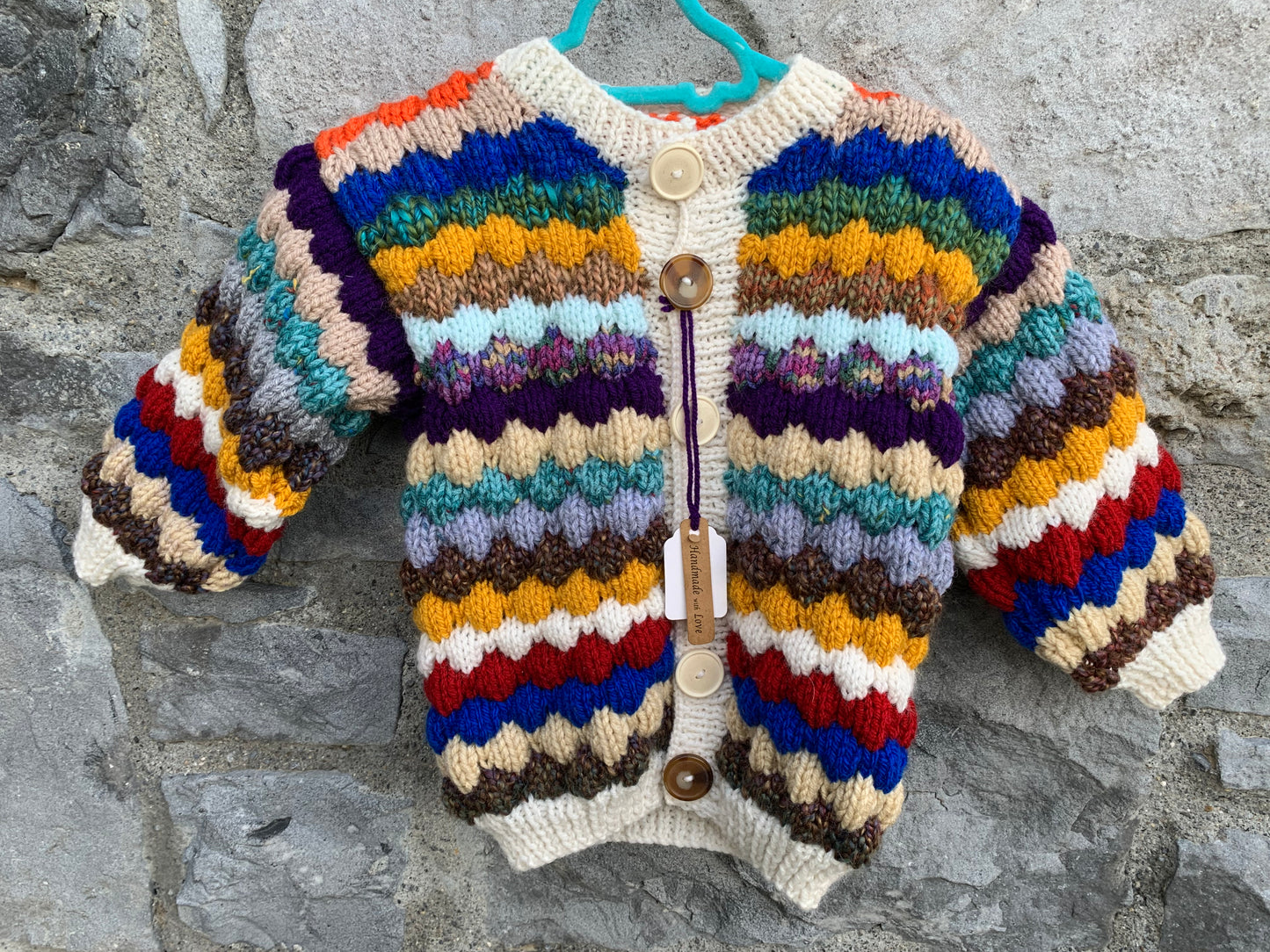 Chunky knit rainbow cardigan 2-3y (92-98cm)