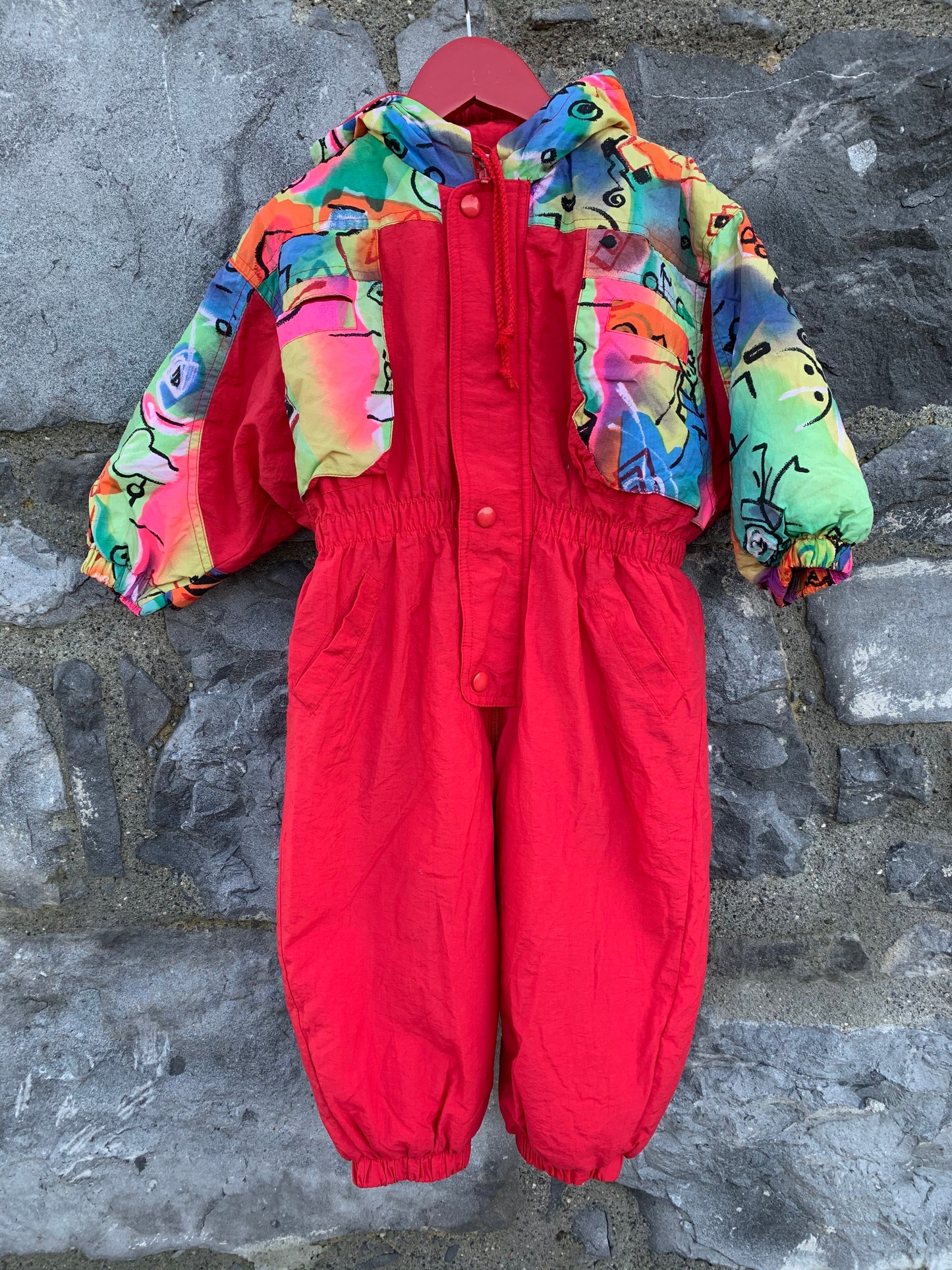 Red abstract winter suit 18-24m (86-92cm)