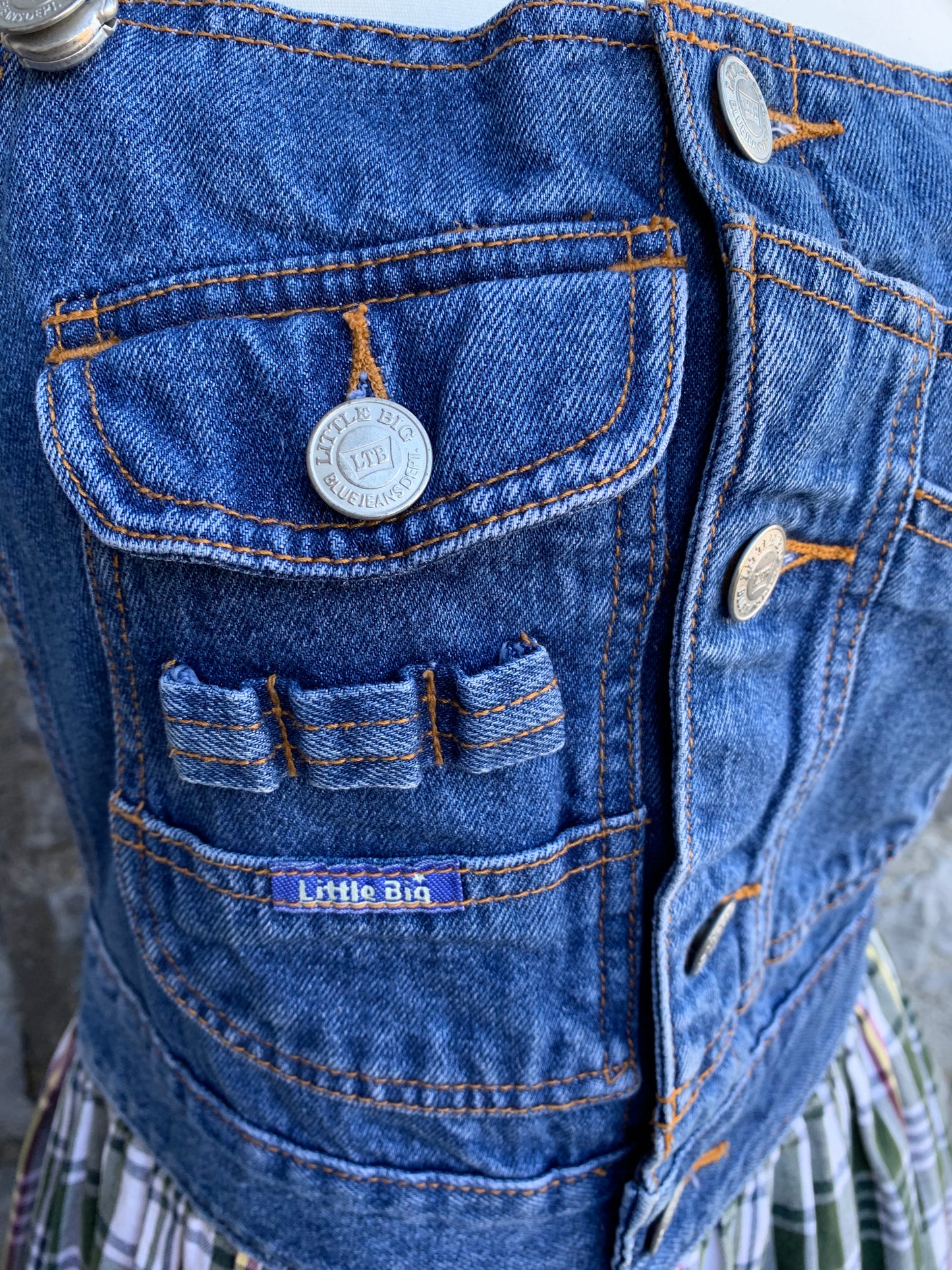 Little Big denim&check maxi dress uk 10