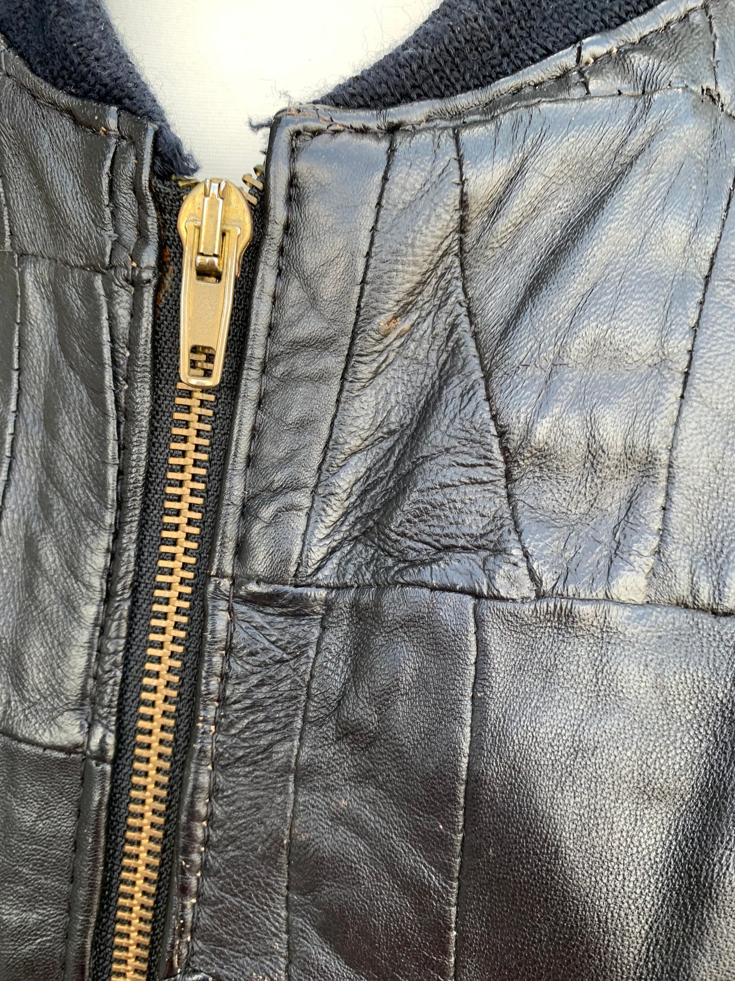 Black patchwork leather jacket Small