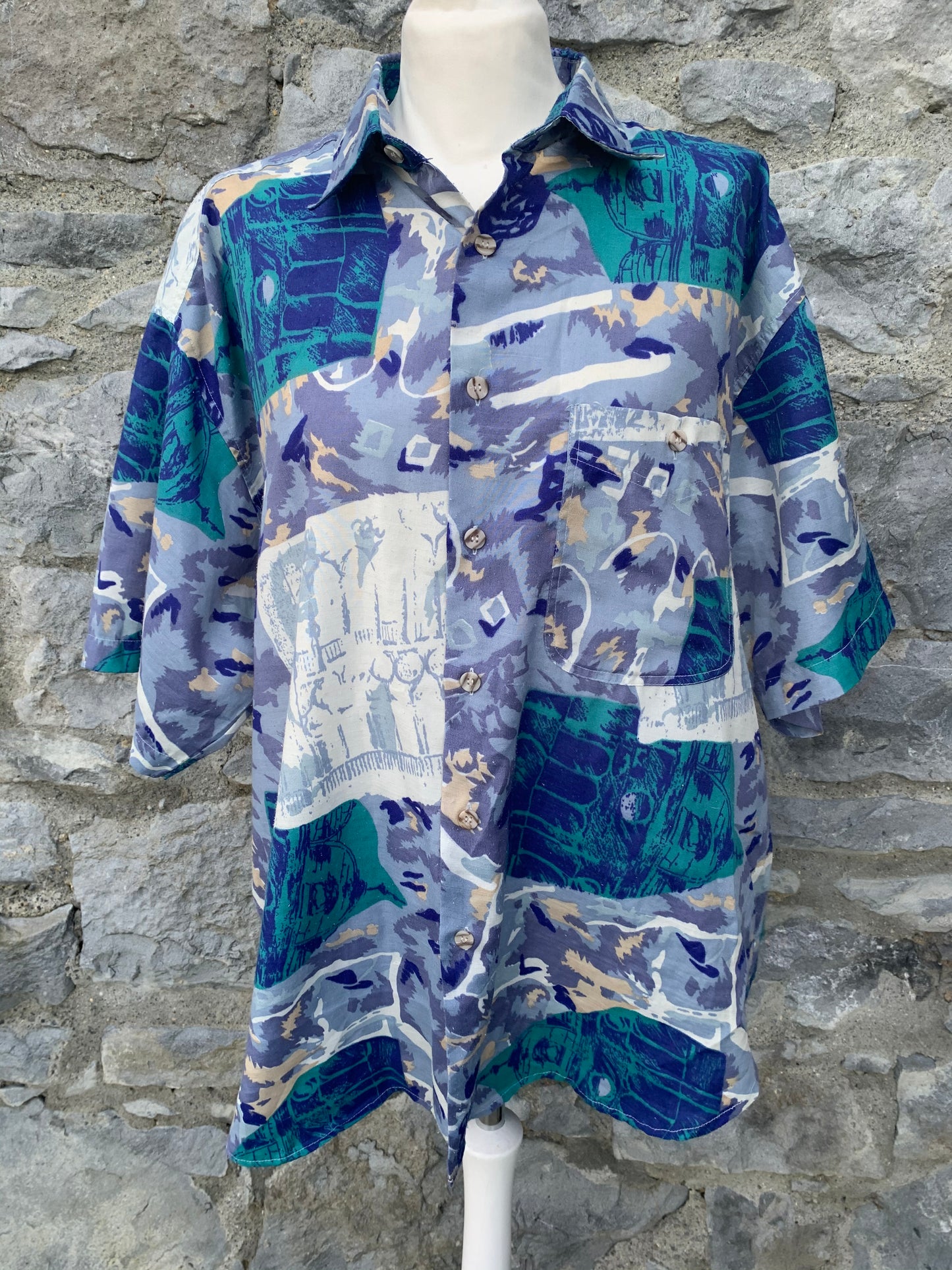 Kappahl 90s light abstract shirt Large