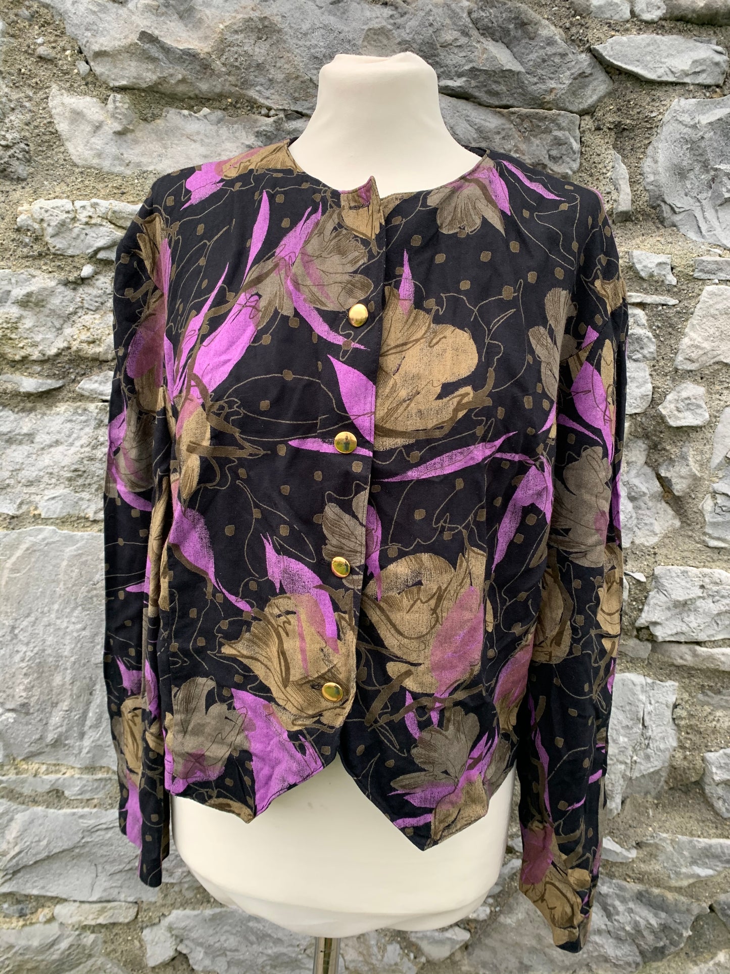Floral black top uk 14