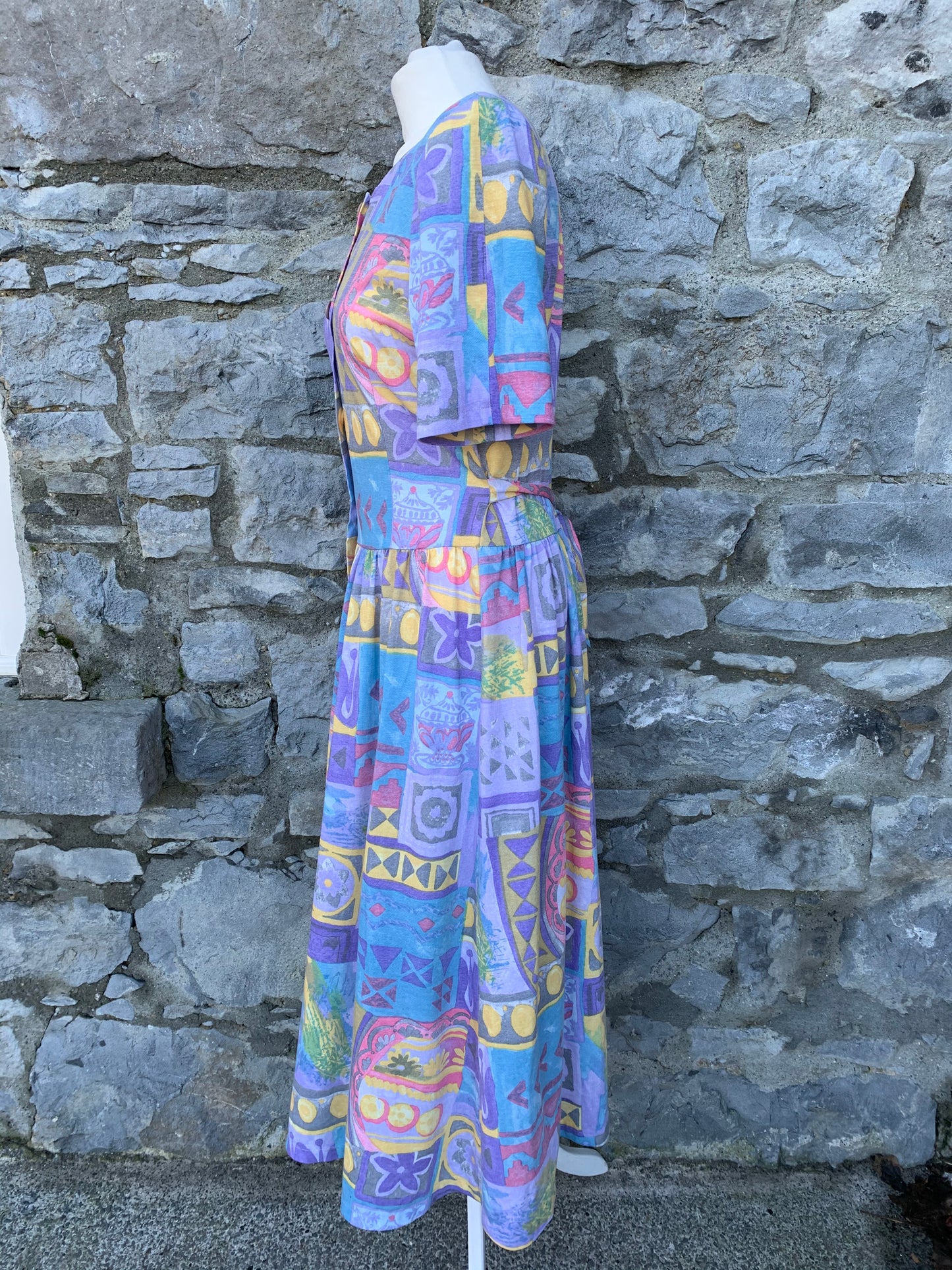 80s geometric midi dress uk 10