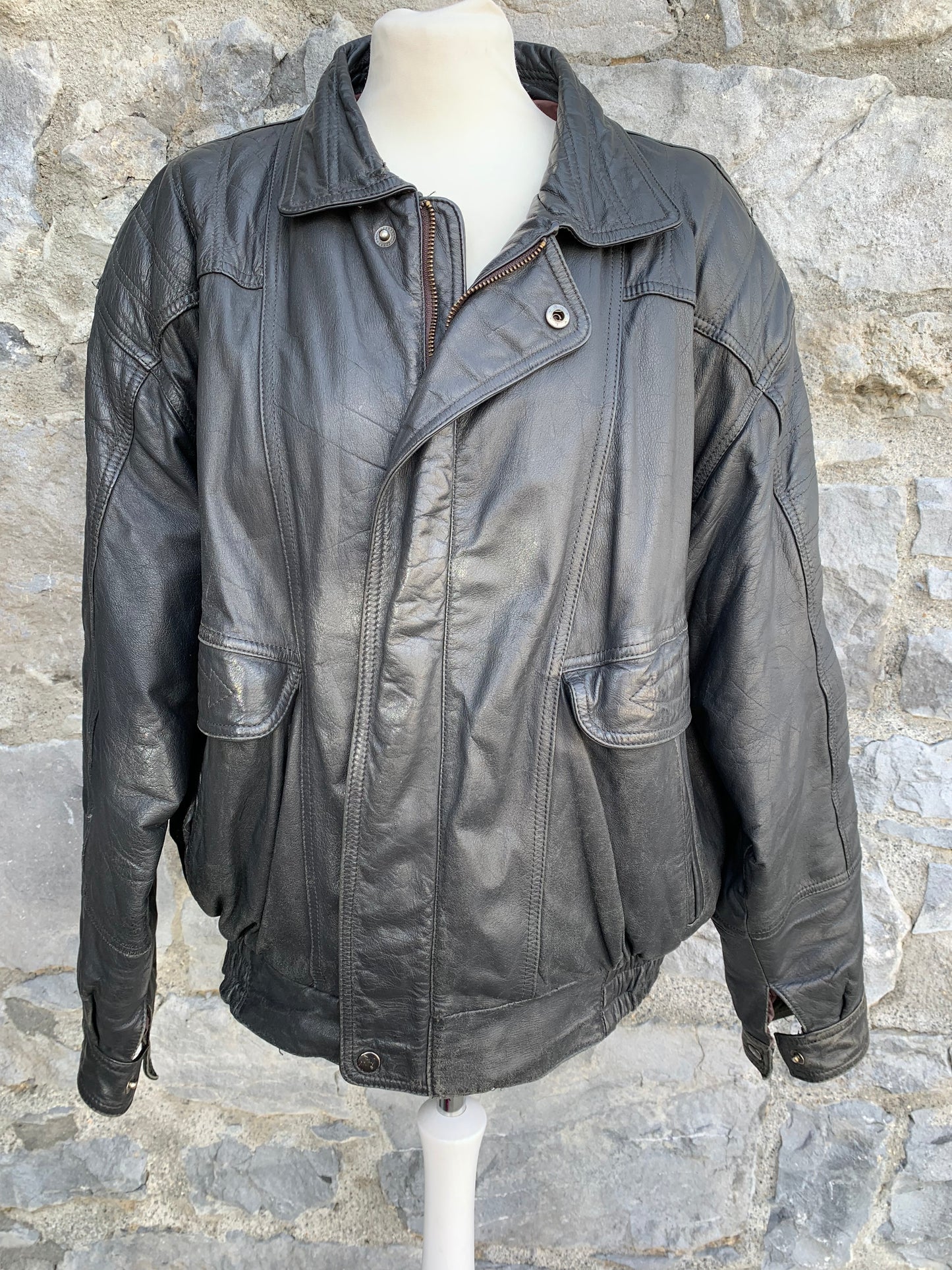 Concord black patchwork leather jacket M/L