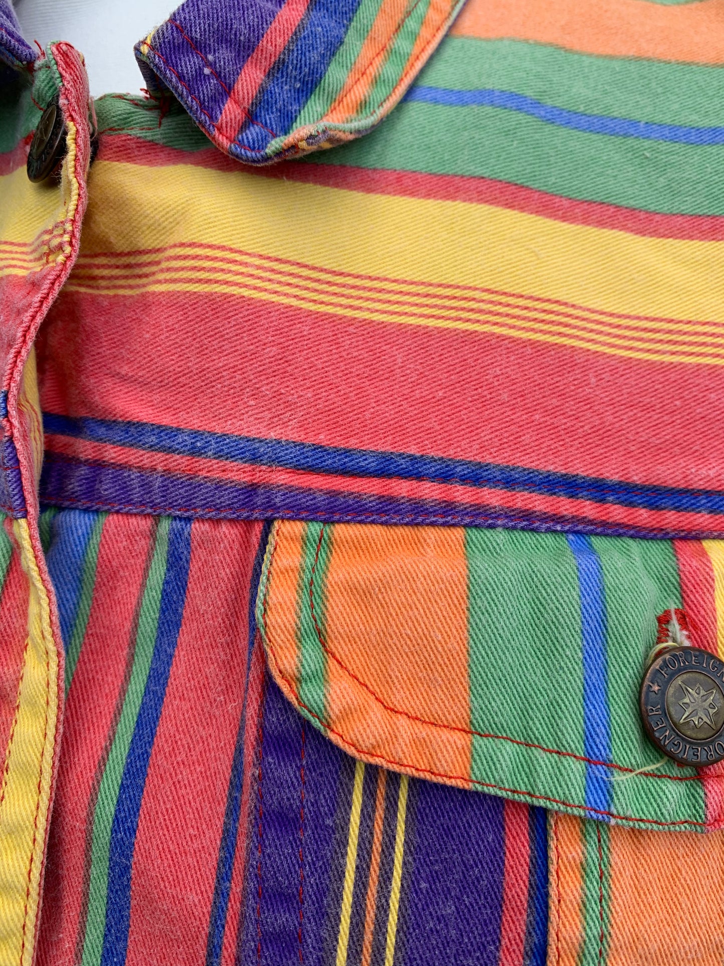 Foreigner 90s rainbow denim gilet uk 12