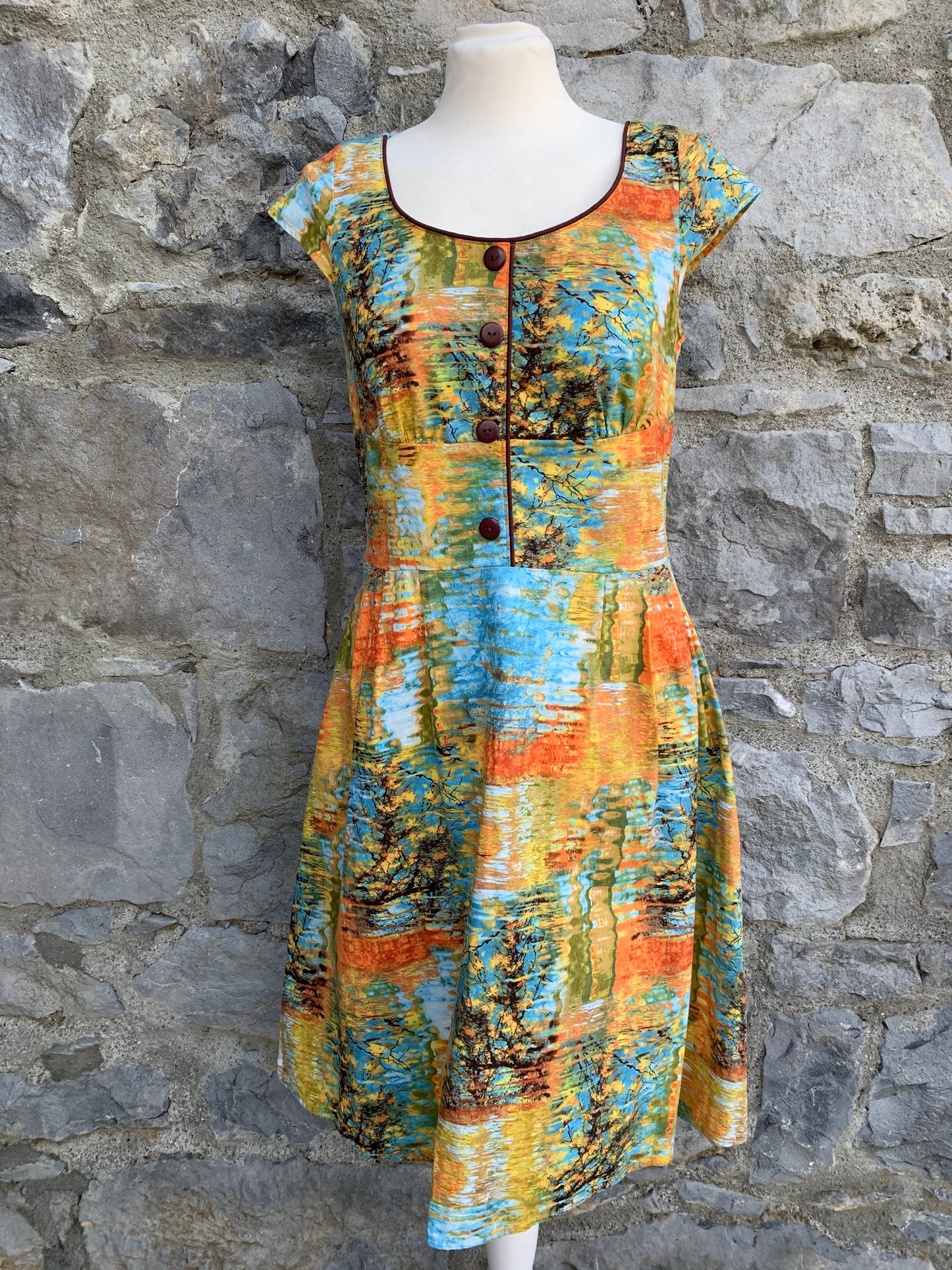 Yellow&blue painted dress uk 10-12
