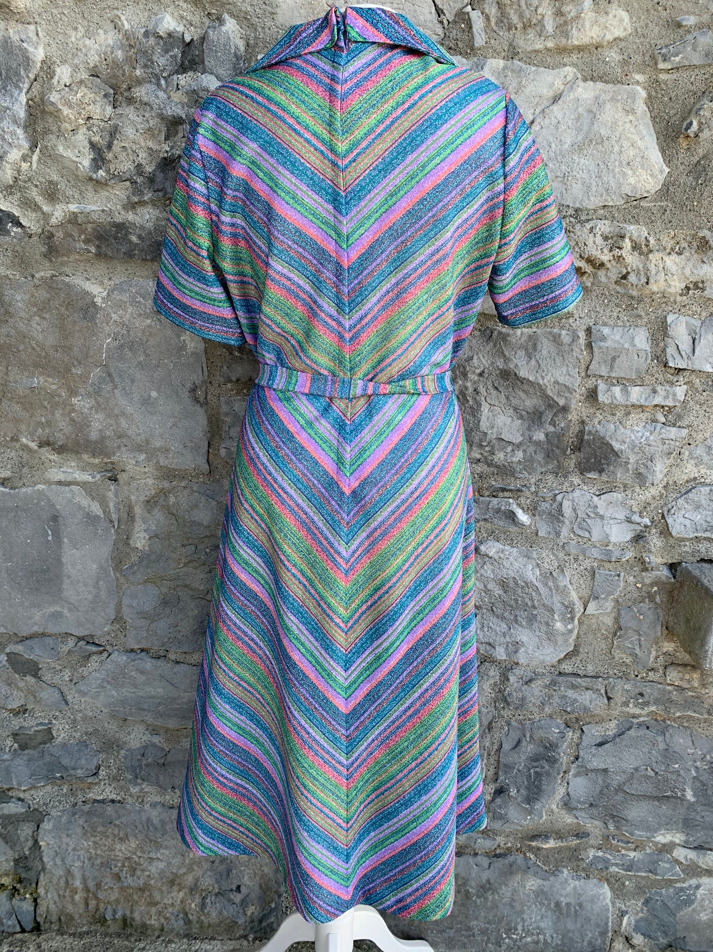 70s stripy rainbow dress uk 12