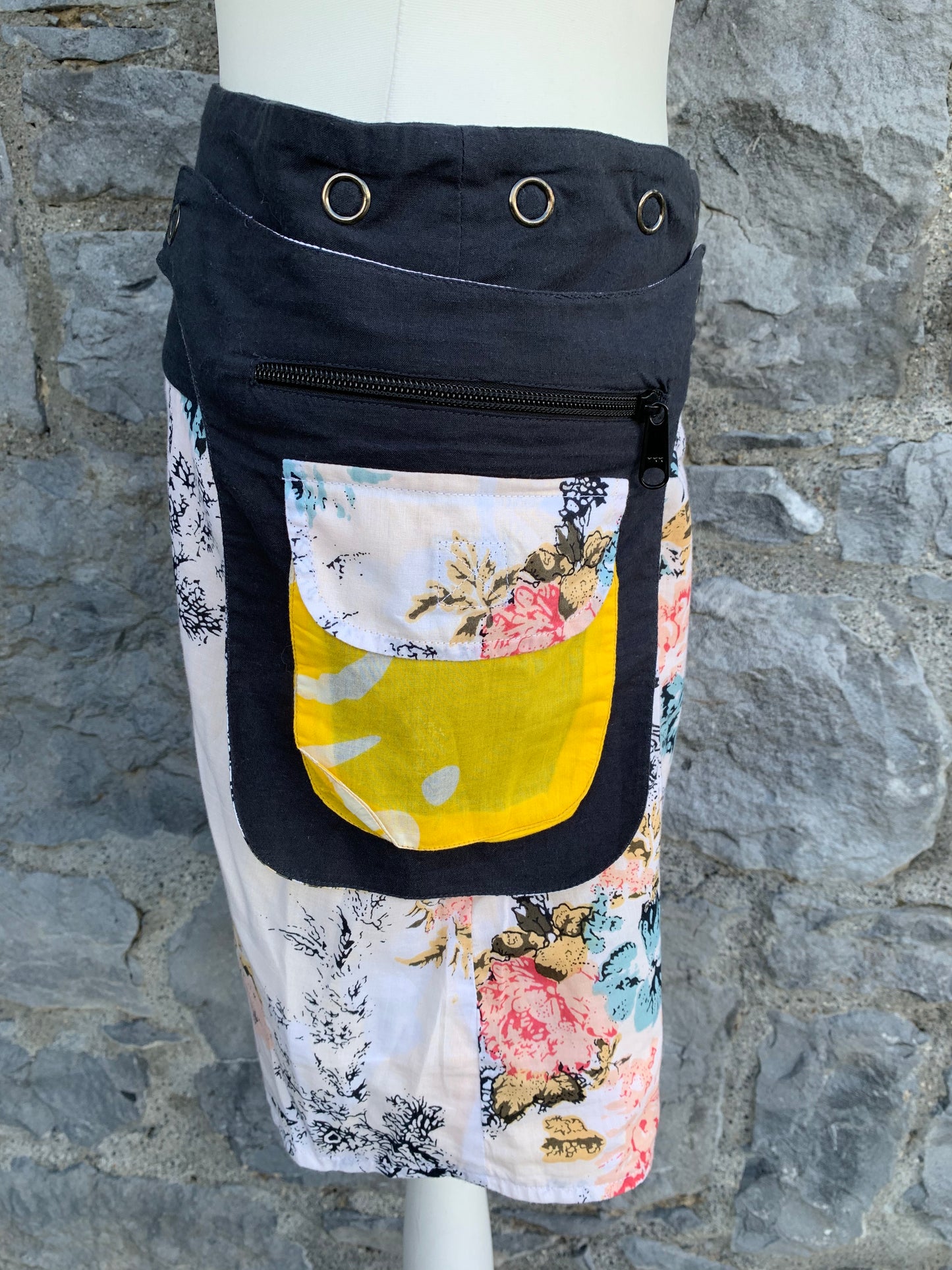 Yellow reversible mini skirt uk 8-18