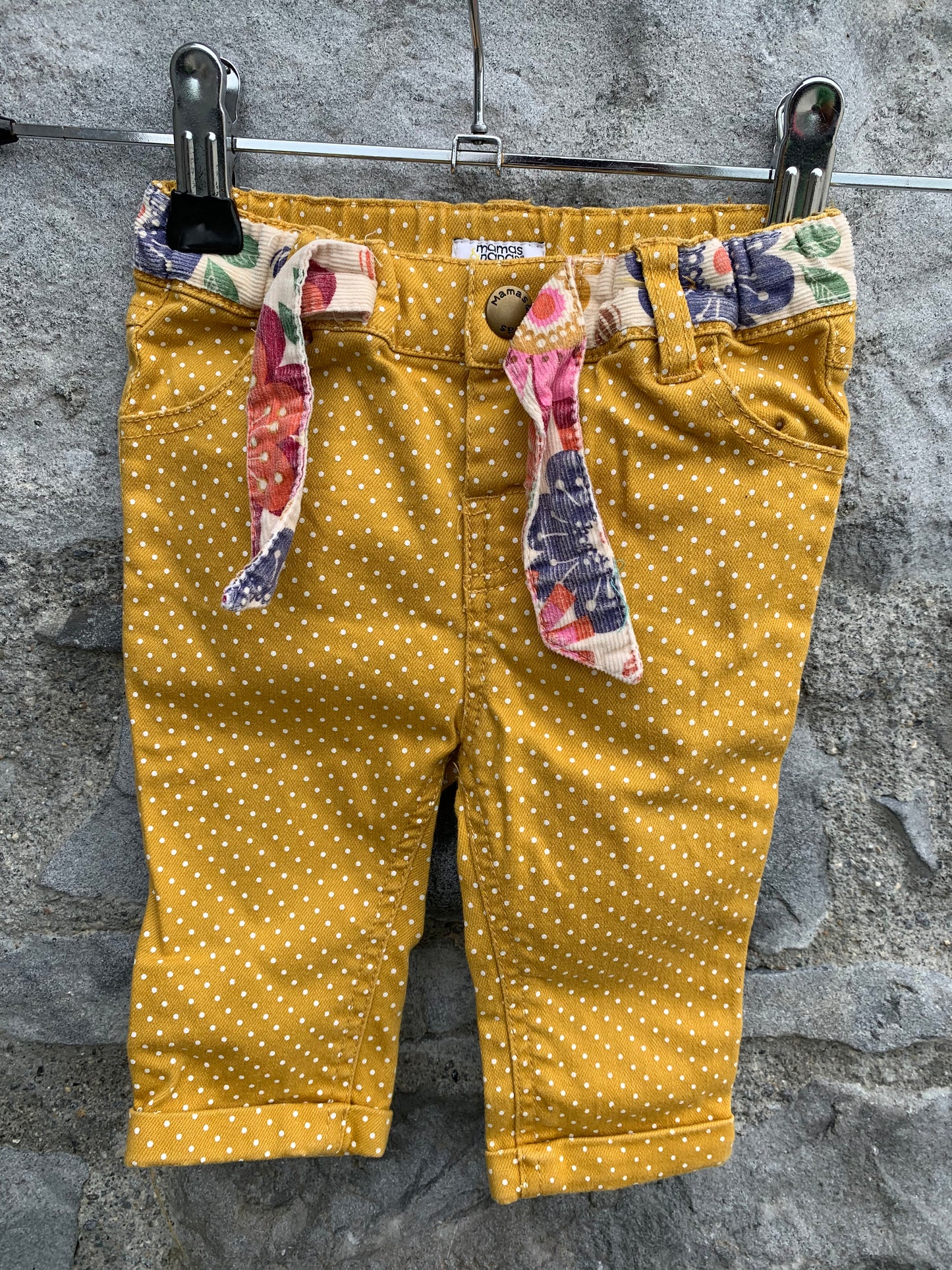 Mustard polka dot jeans 0-3m (56-62cm)