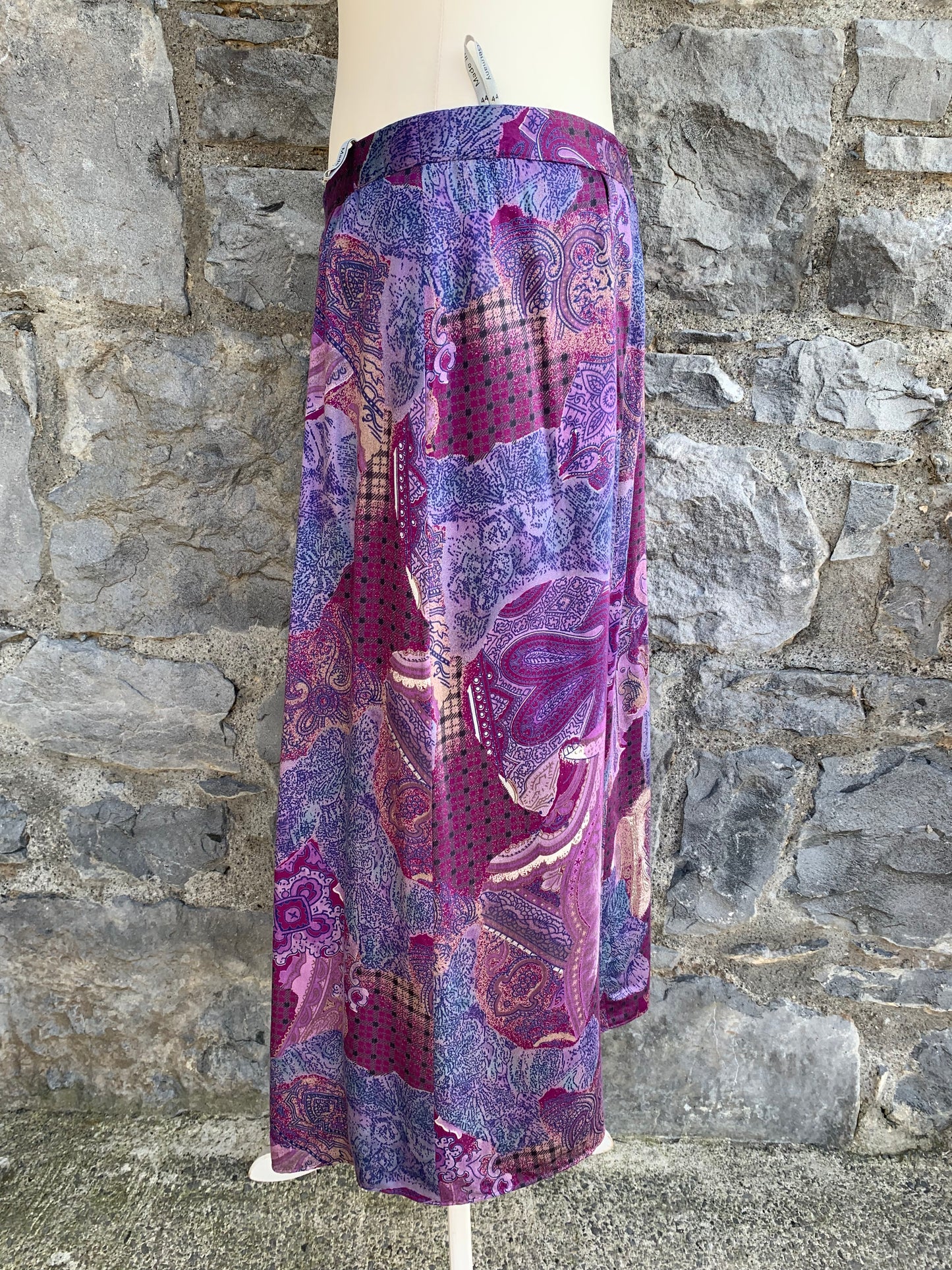 Klapper 80s purple paisley skirt uk 12