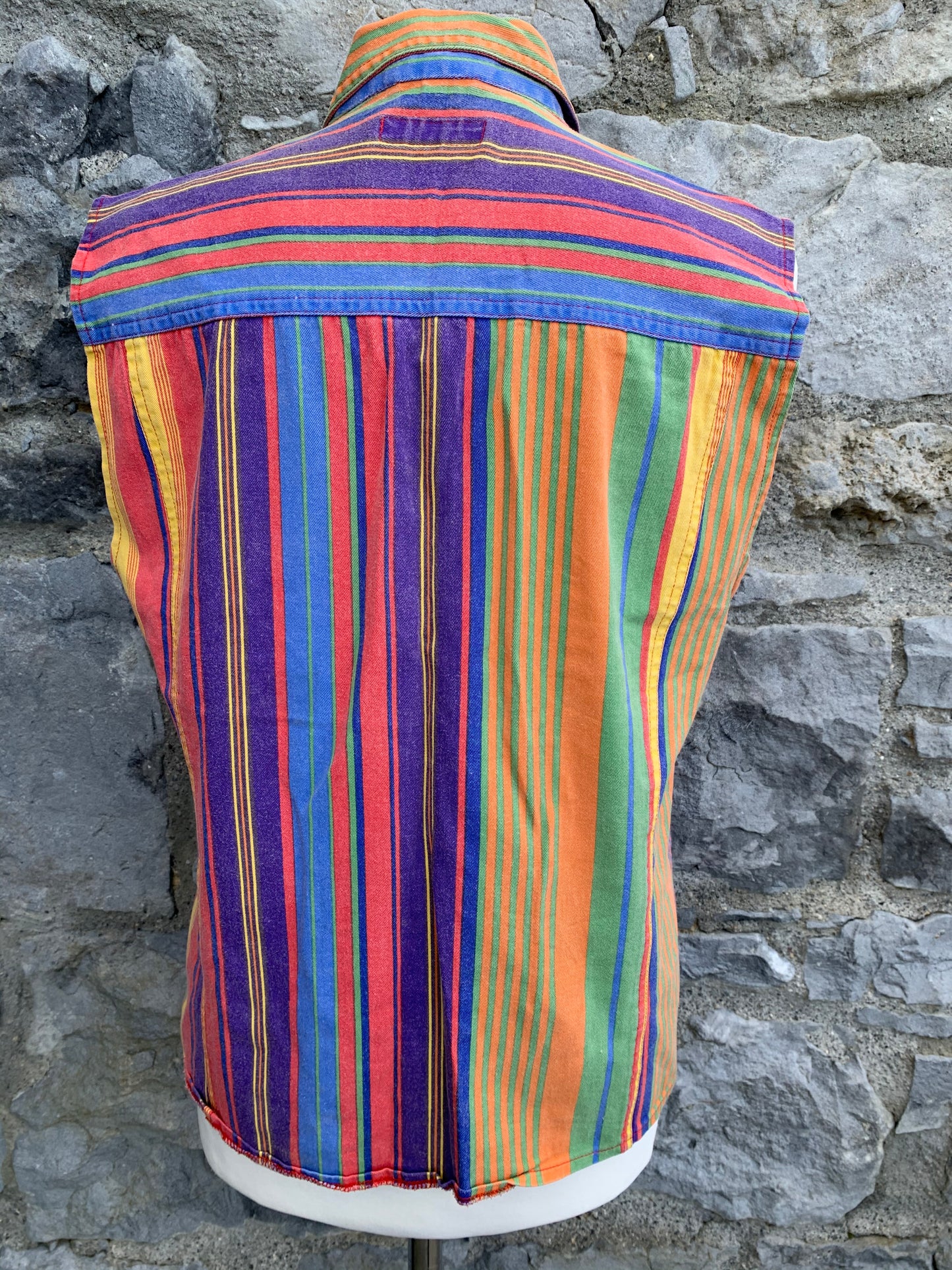 Foreigner 90s rainbow denim gilet uk 12