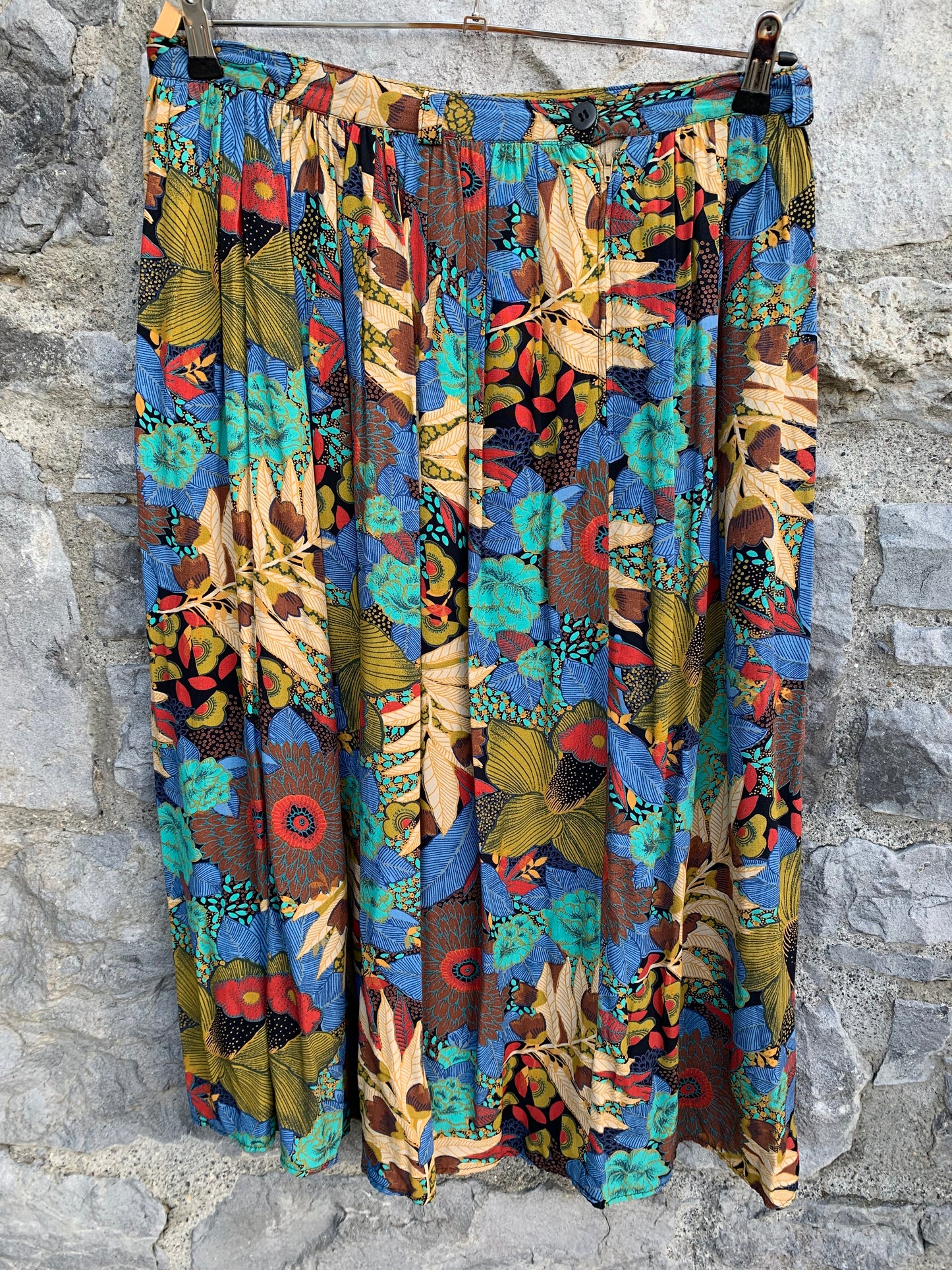 Blue flowers&leaves skirt uk 14