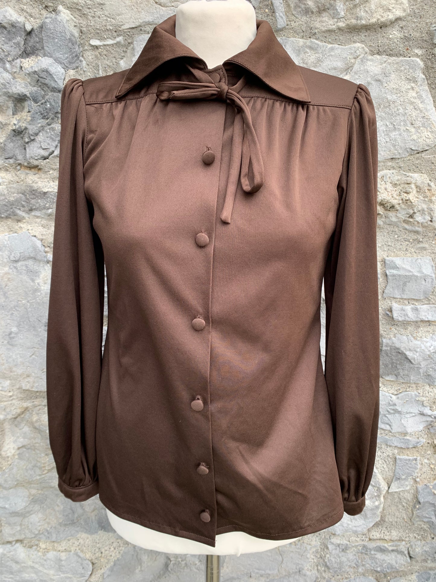 Brown shirt with a bow uk 8-10