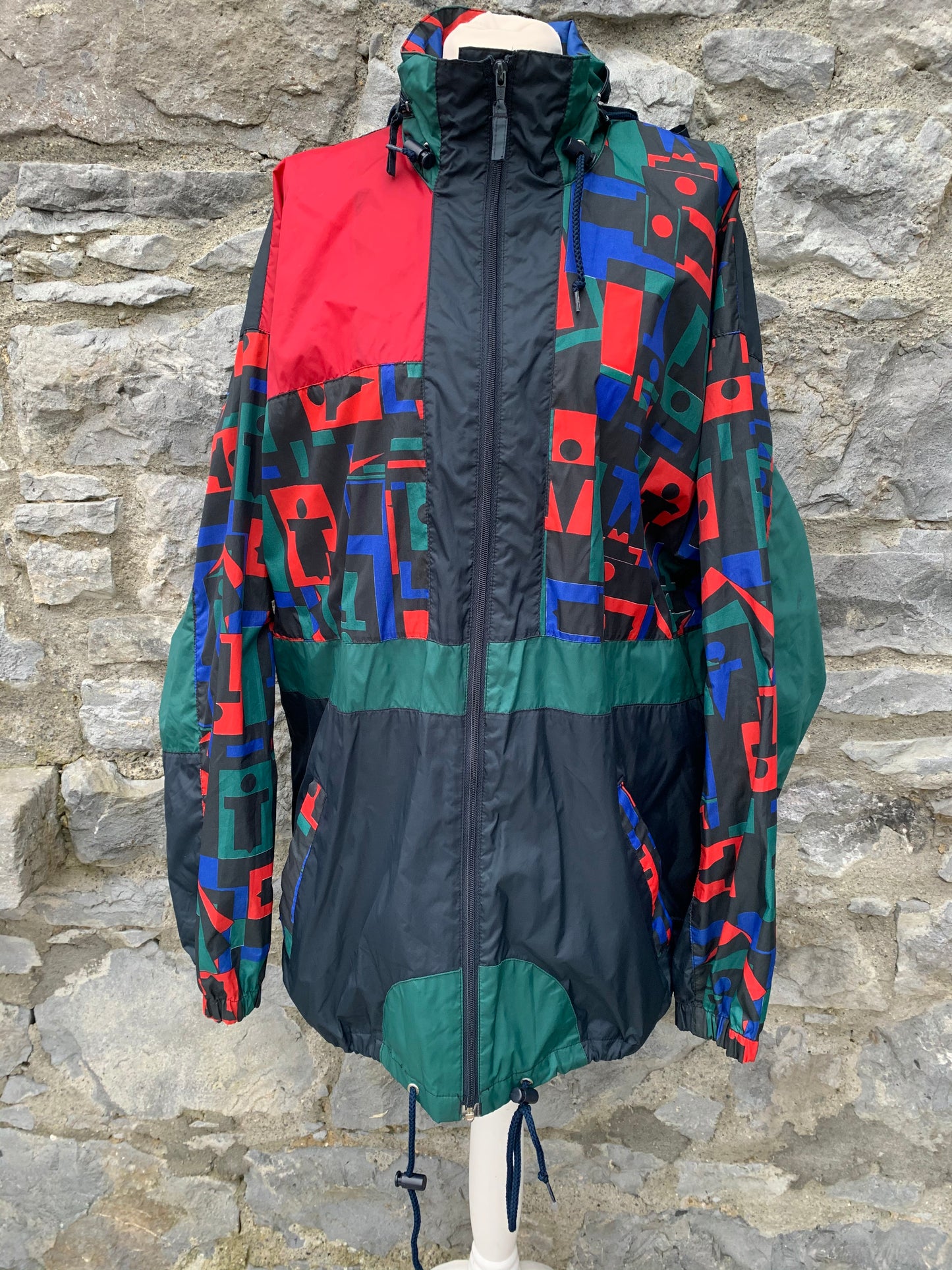 80s abstract rain jacket Large