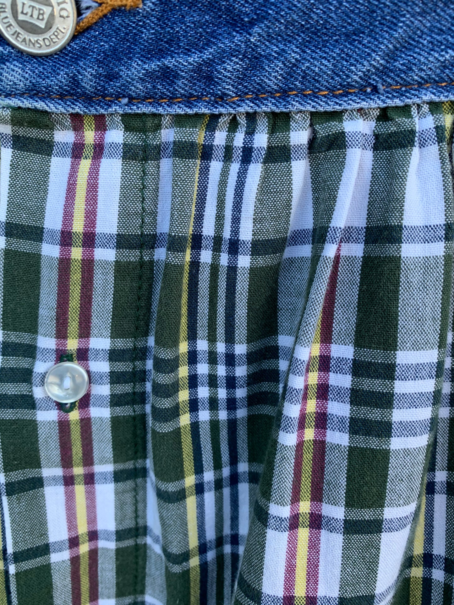 Little Big denim&check maxi dress uk 10