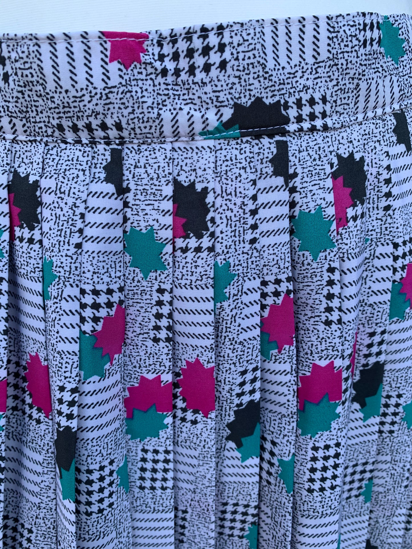 Grey pleated skirt with colourful patches uk 12