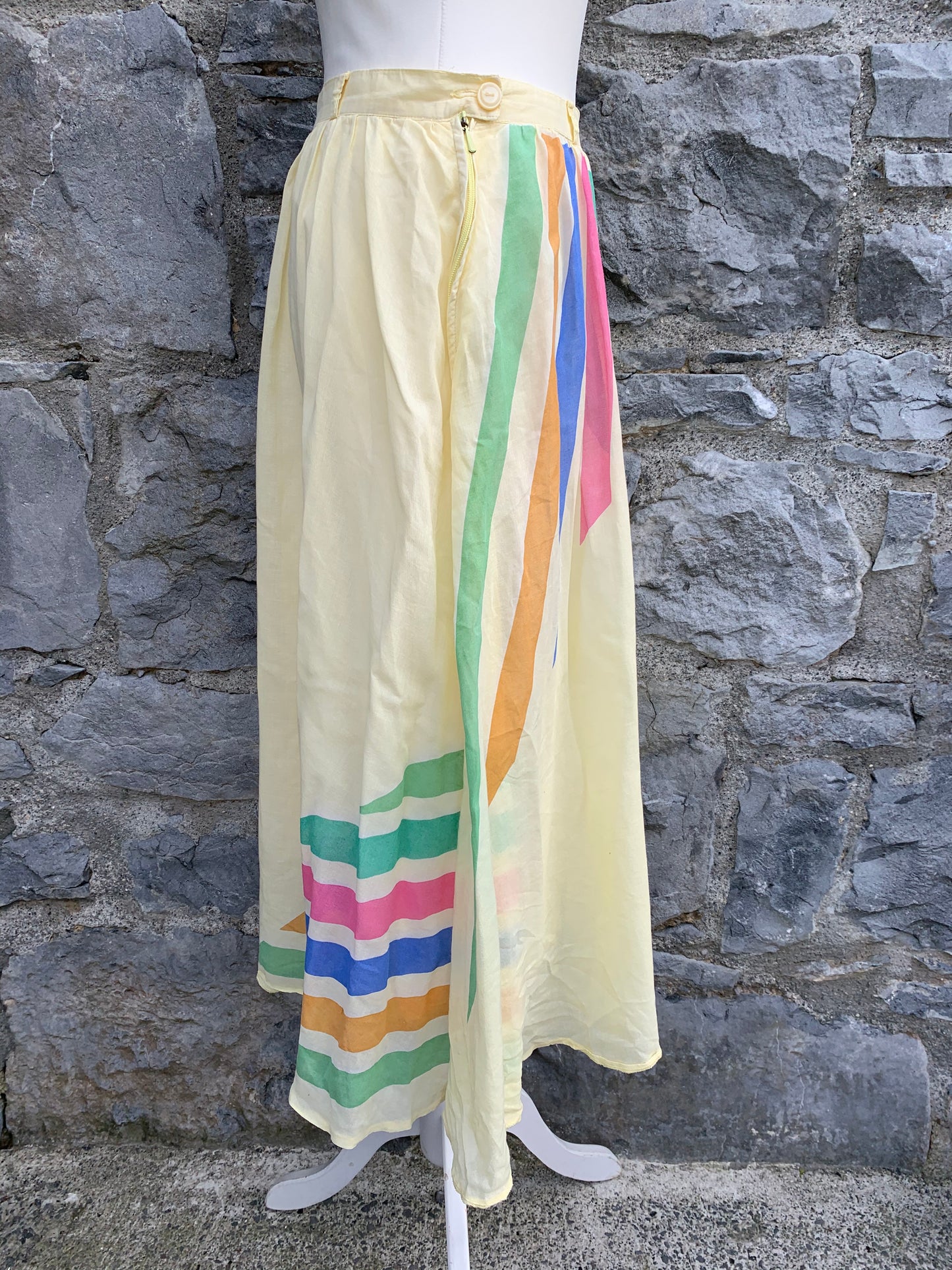 80s yellow skirt with stripes uk 10