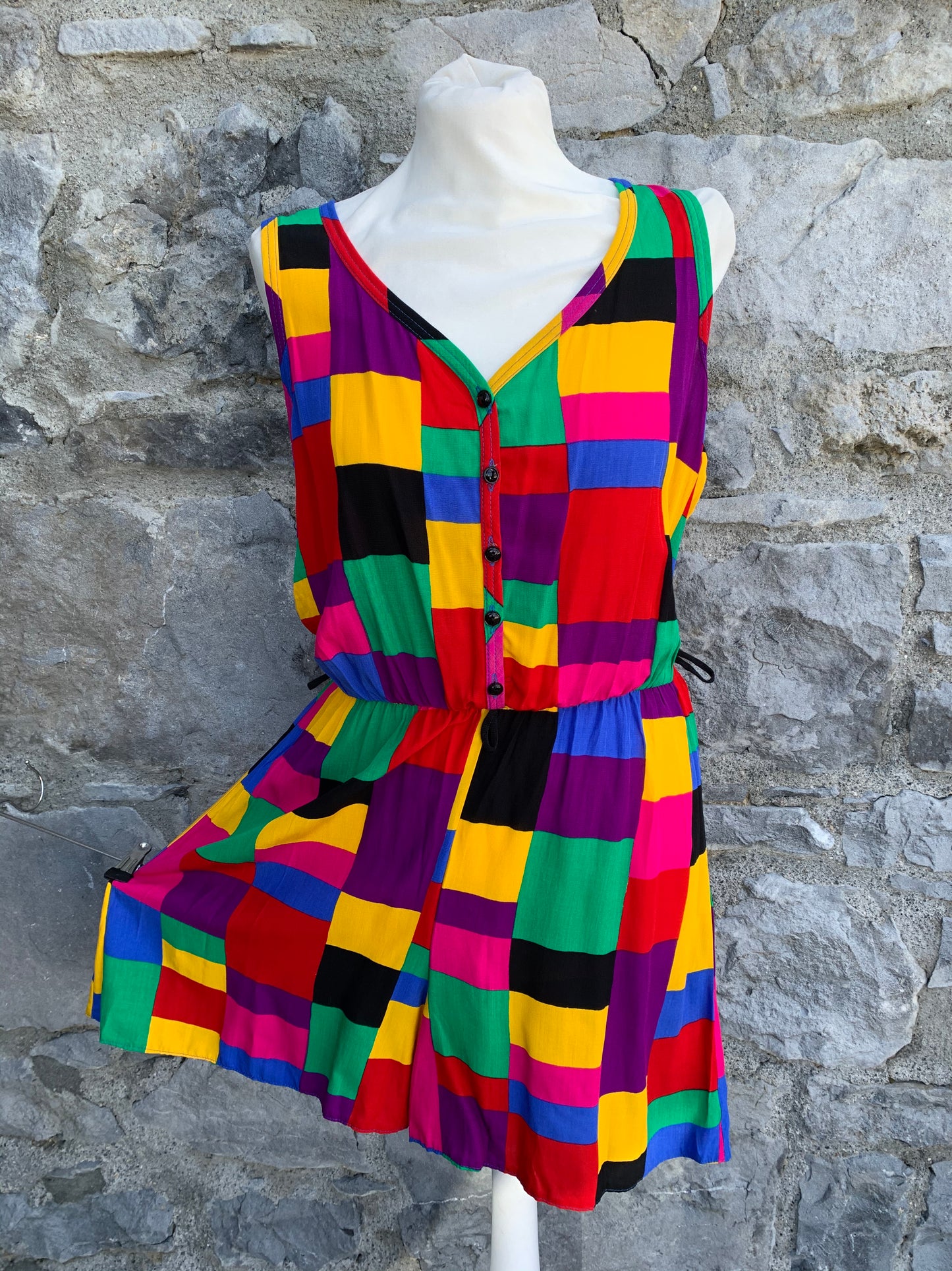 Colourful squares short jumpsuit uk 10