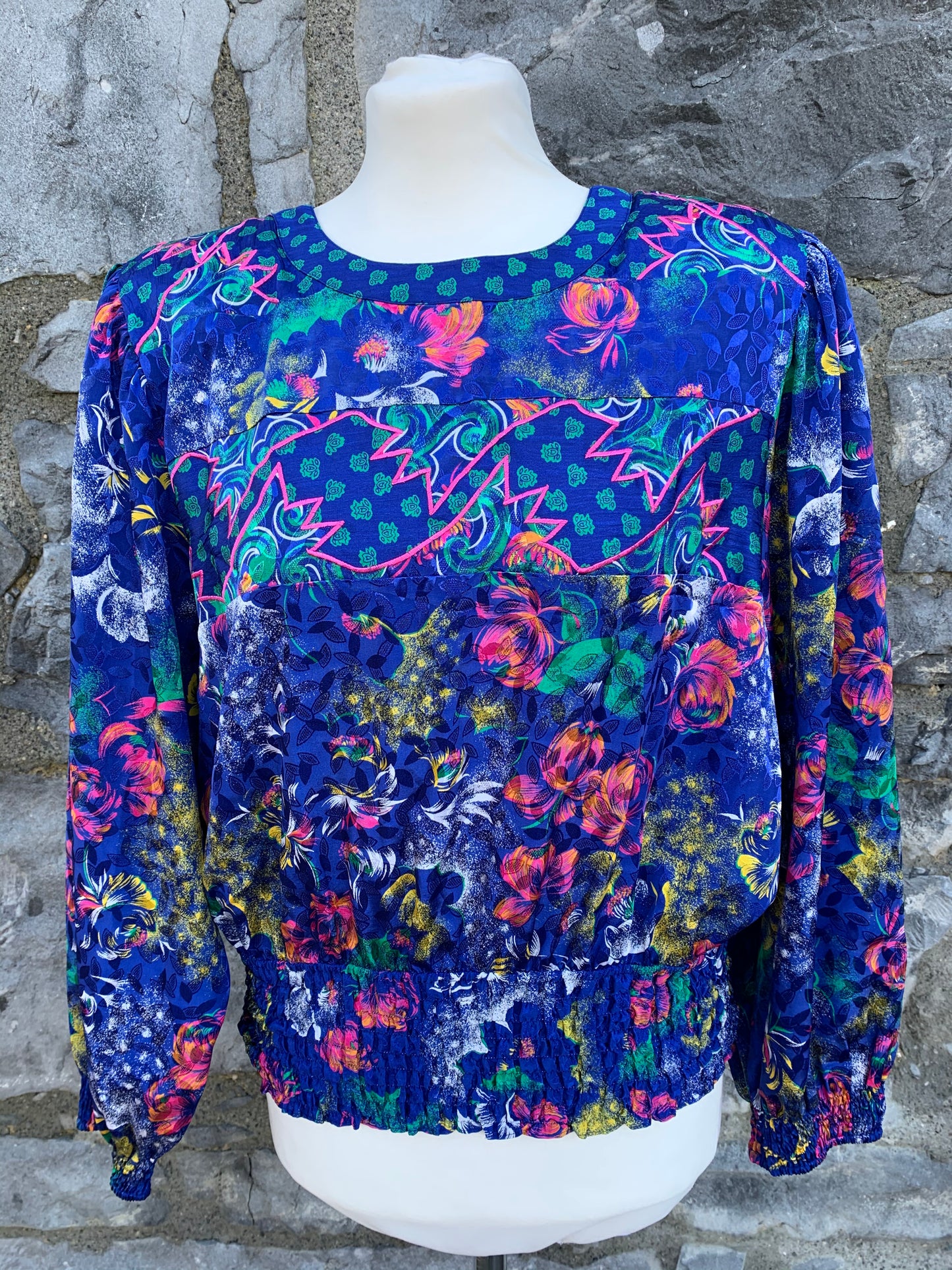 Mayeeloc 80s floral top with elasticated waist uk 14-16