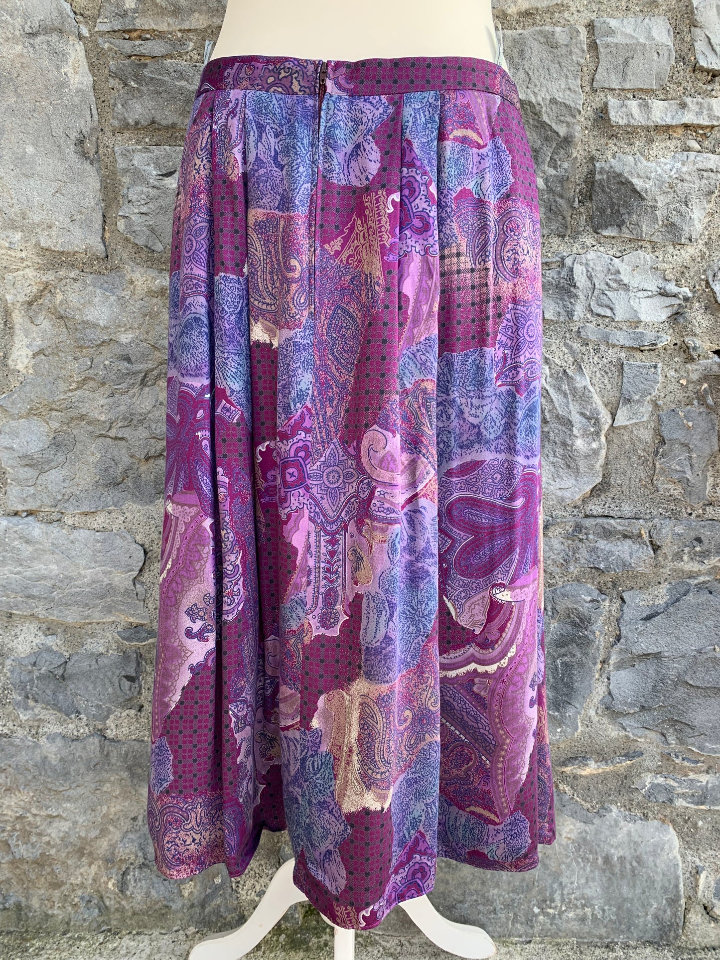 Klapper 80s purple paisley skirt uk 12