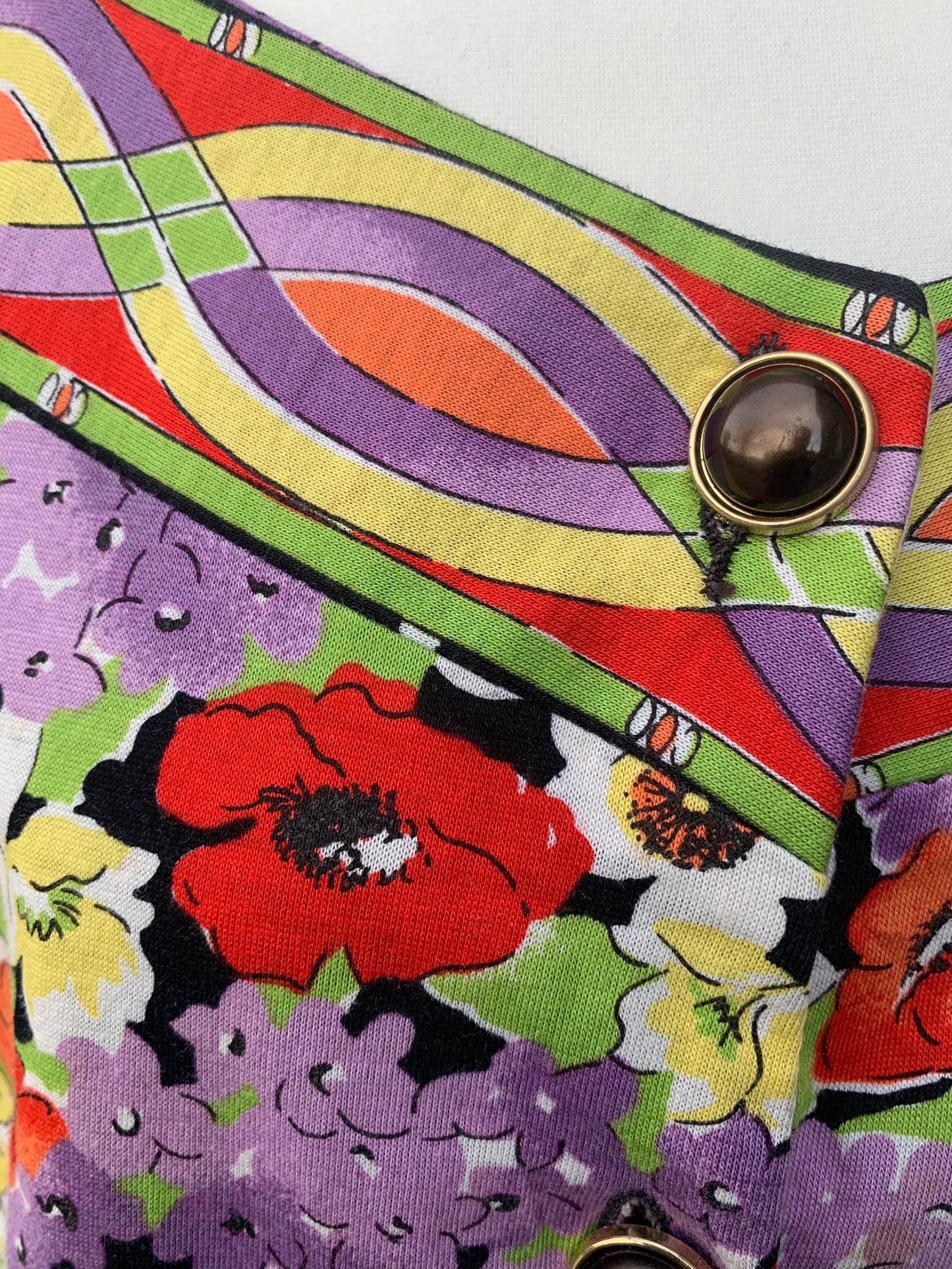 80s floral button up top uk 12