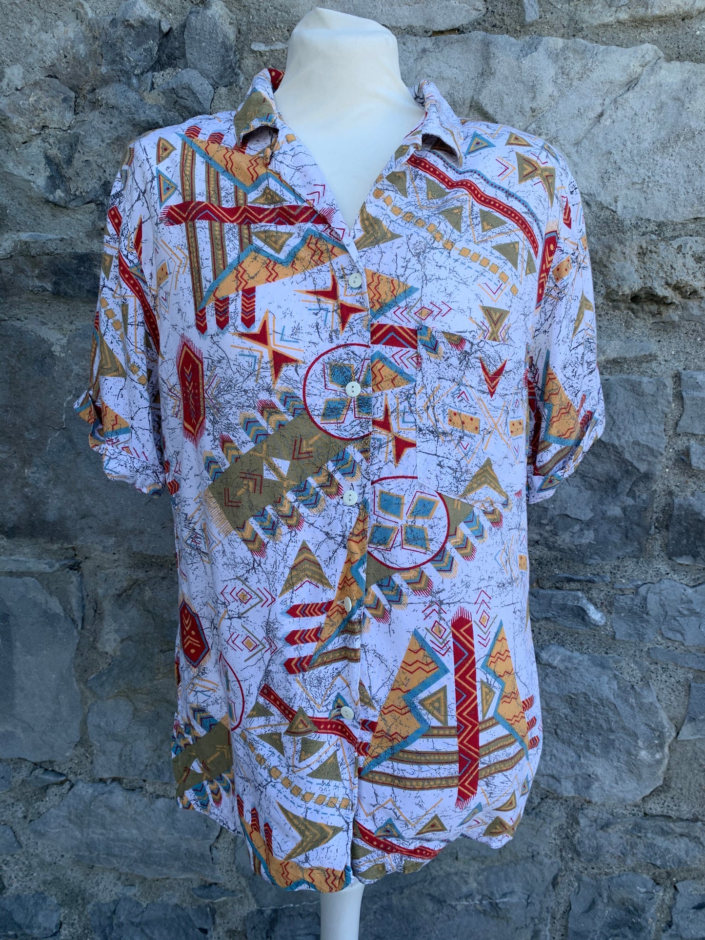 Gulins 80s abstract summer shirt uk 12