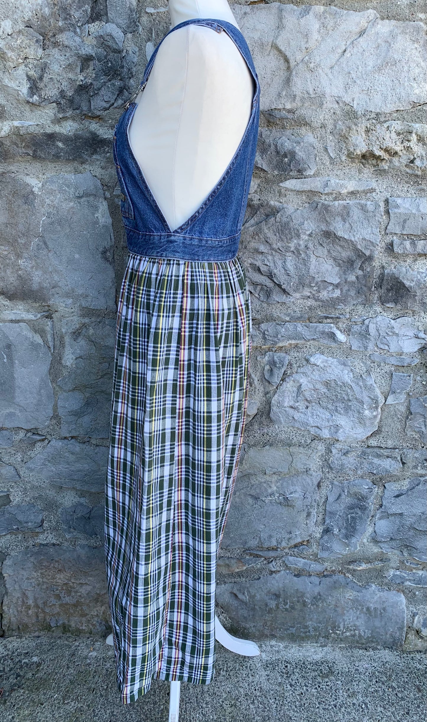 Little Big denim&check maxi dress uk 10