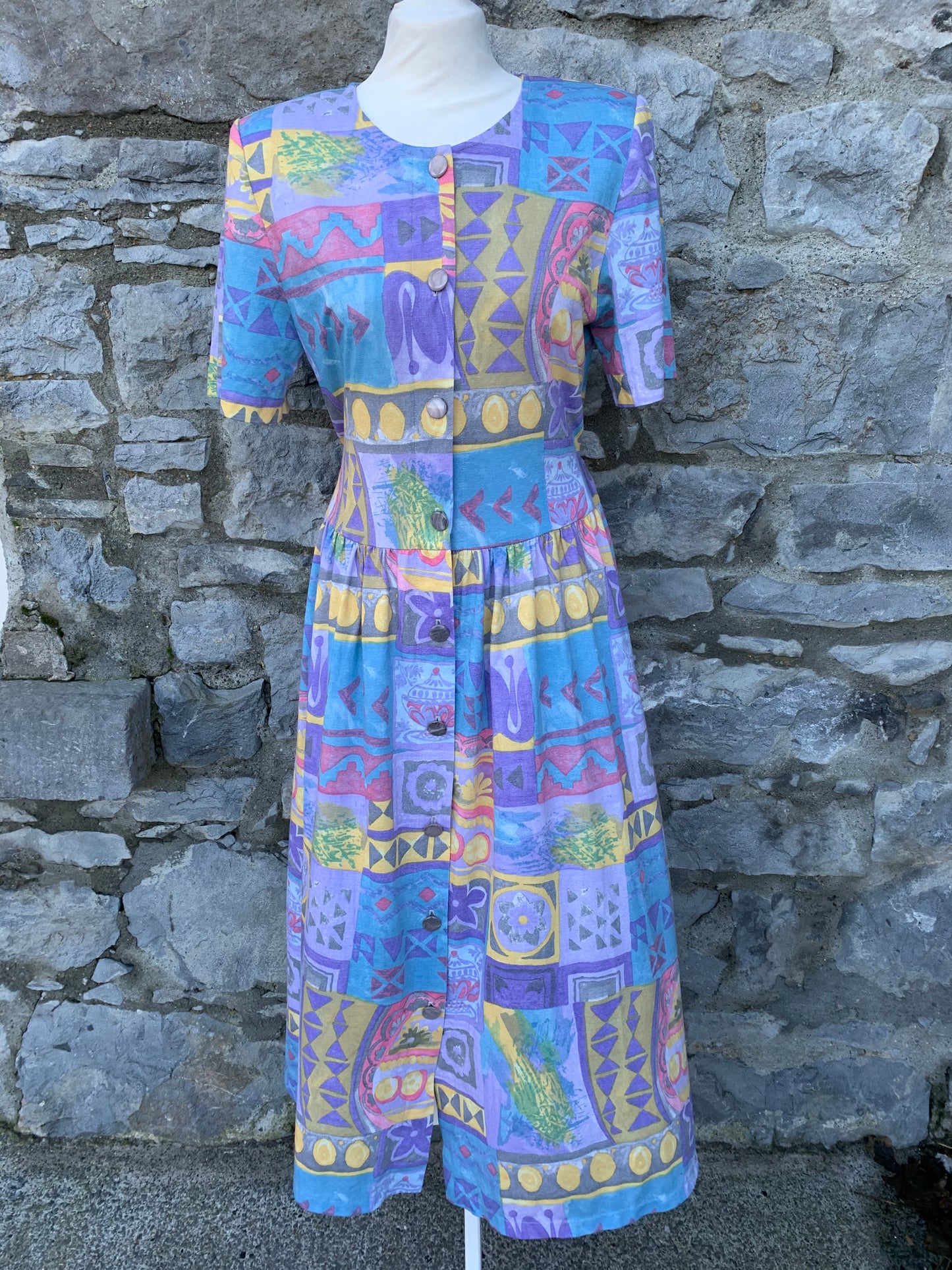 80s geometric midi dress uk 10
