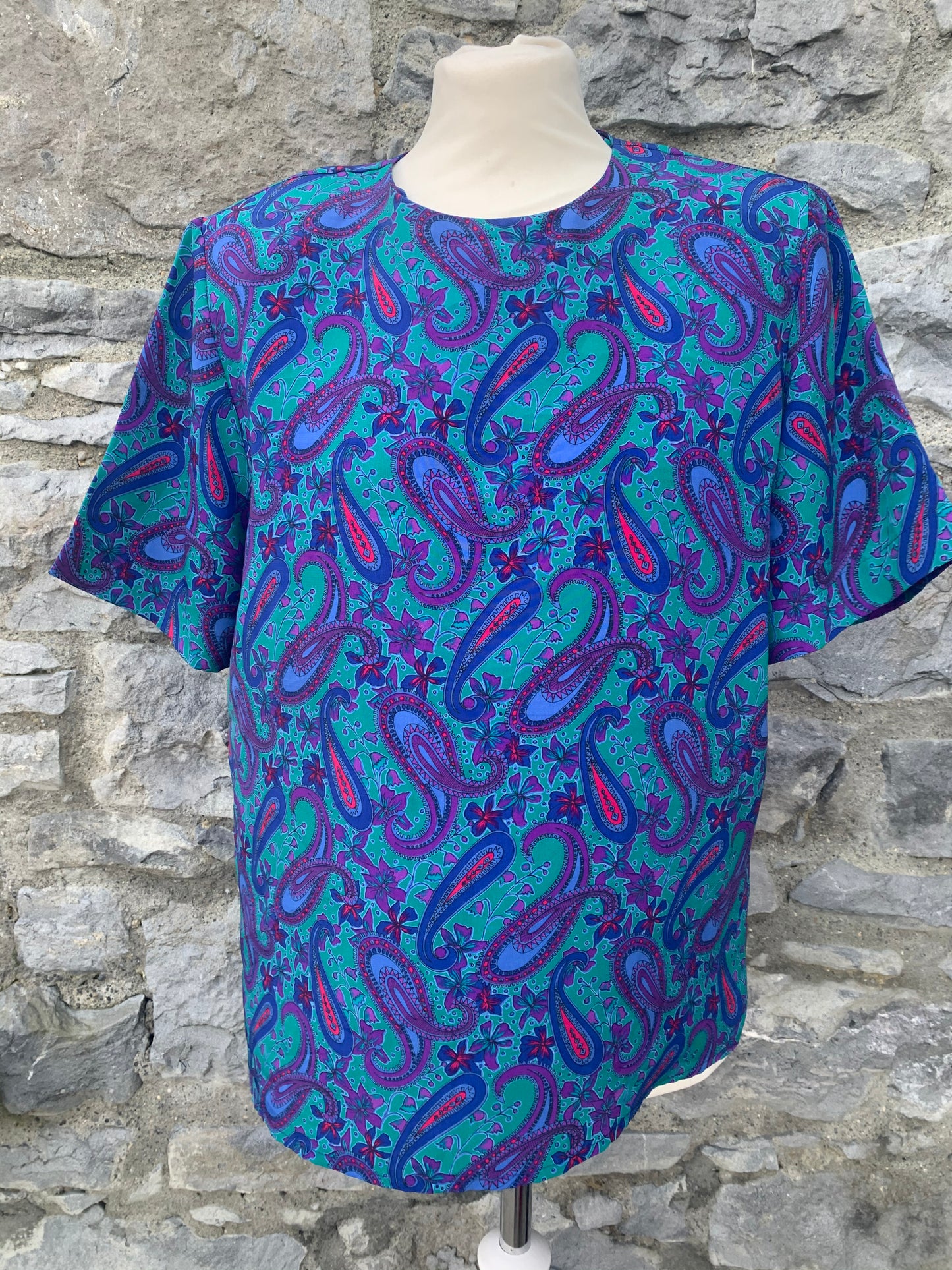 Heritage road 80s blue paisley top uk 12-14