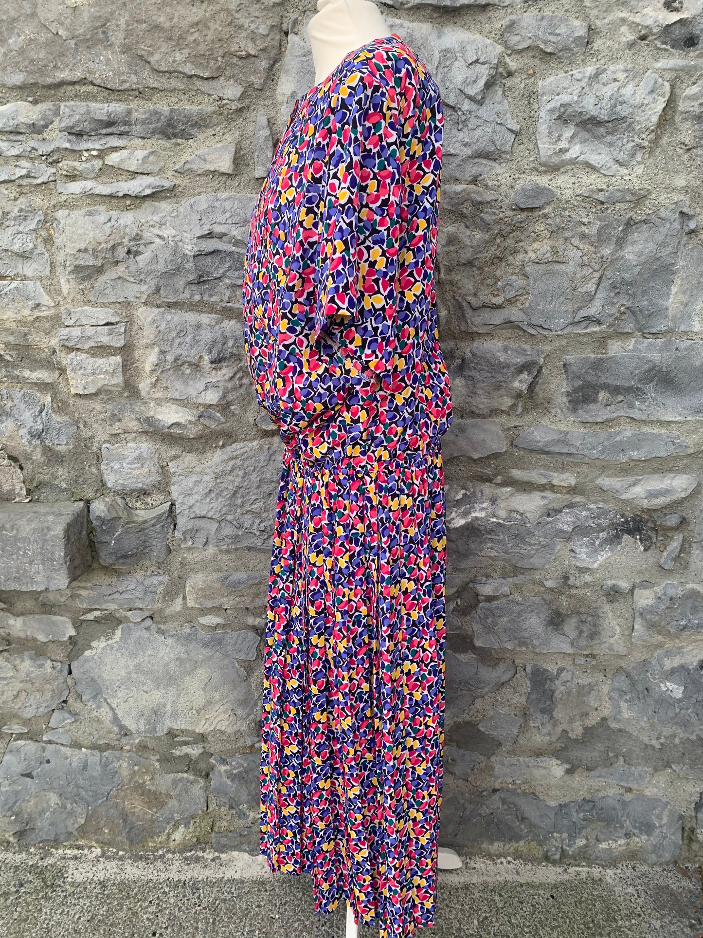 Liz Roberts 80s midi floral dress uk 16