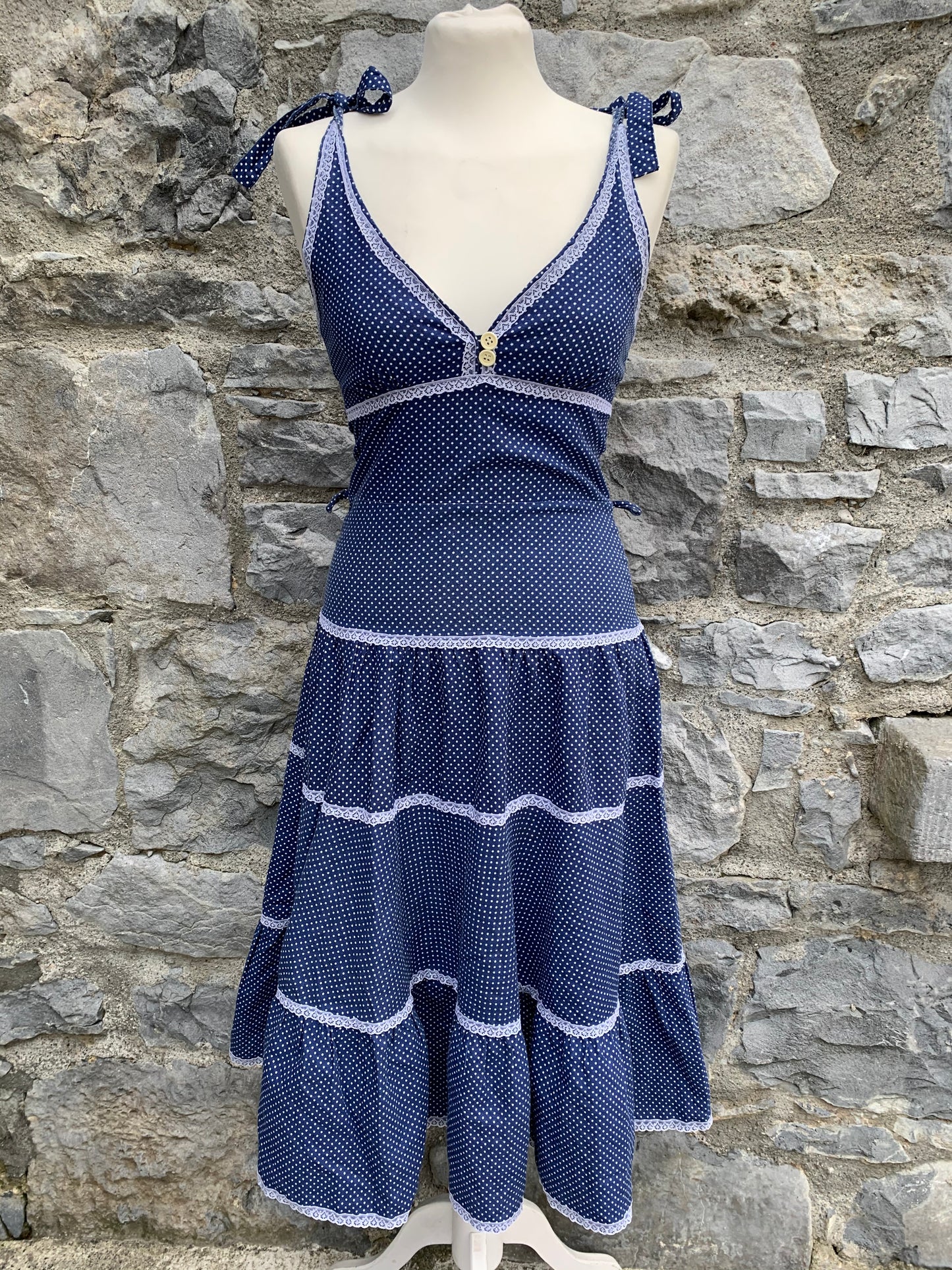 70s polka dot sun dress uk 6-8