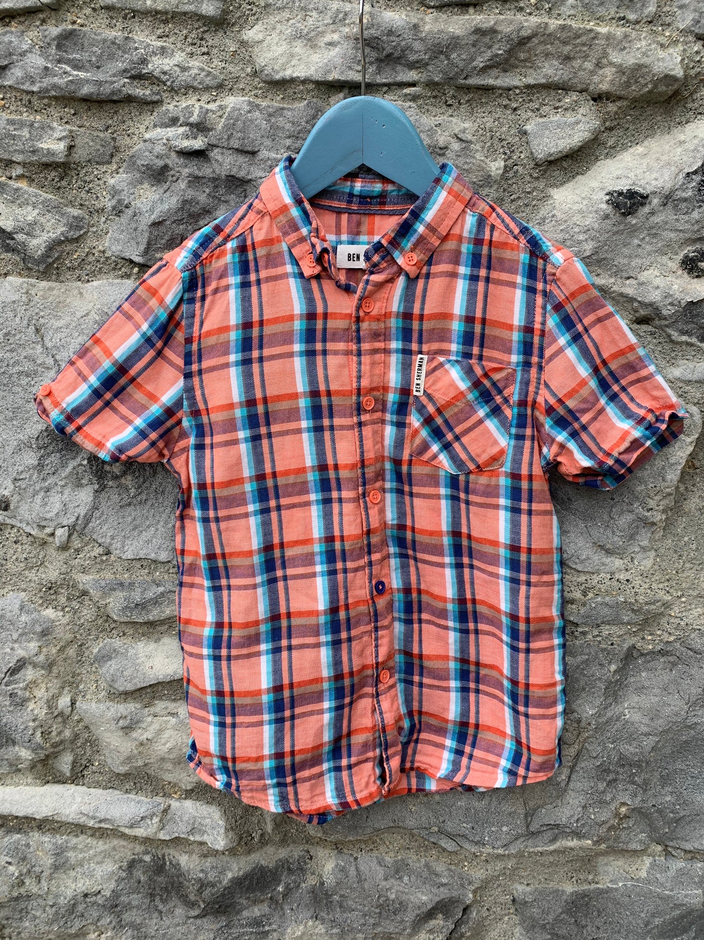 Orange&blue check shirt 6y (116cm)