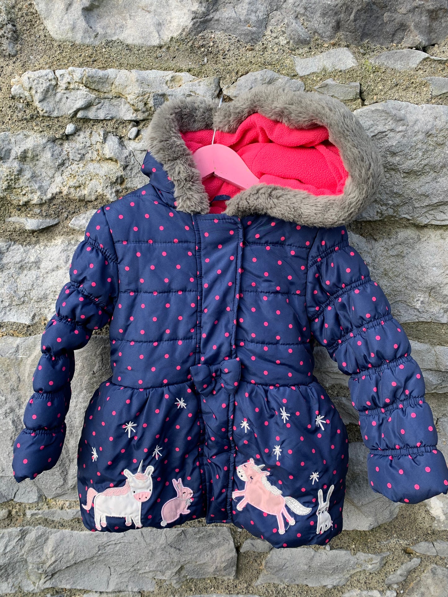 Navy polka dot jacket with appliqués 3-4y (98-104cm)