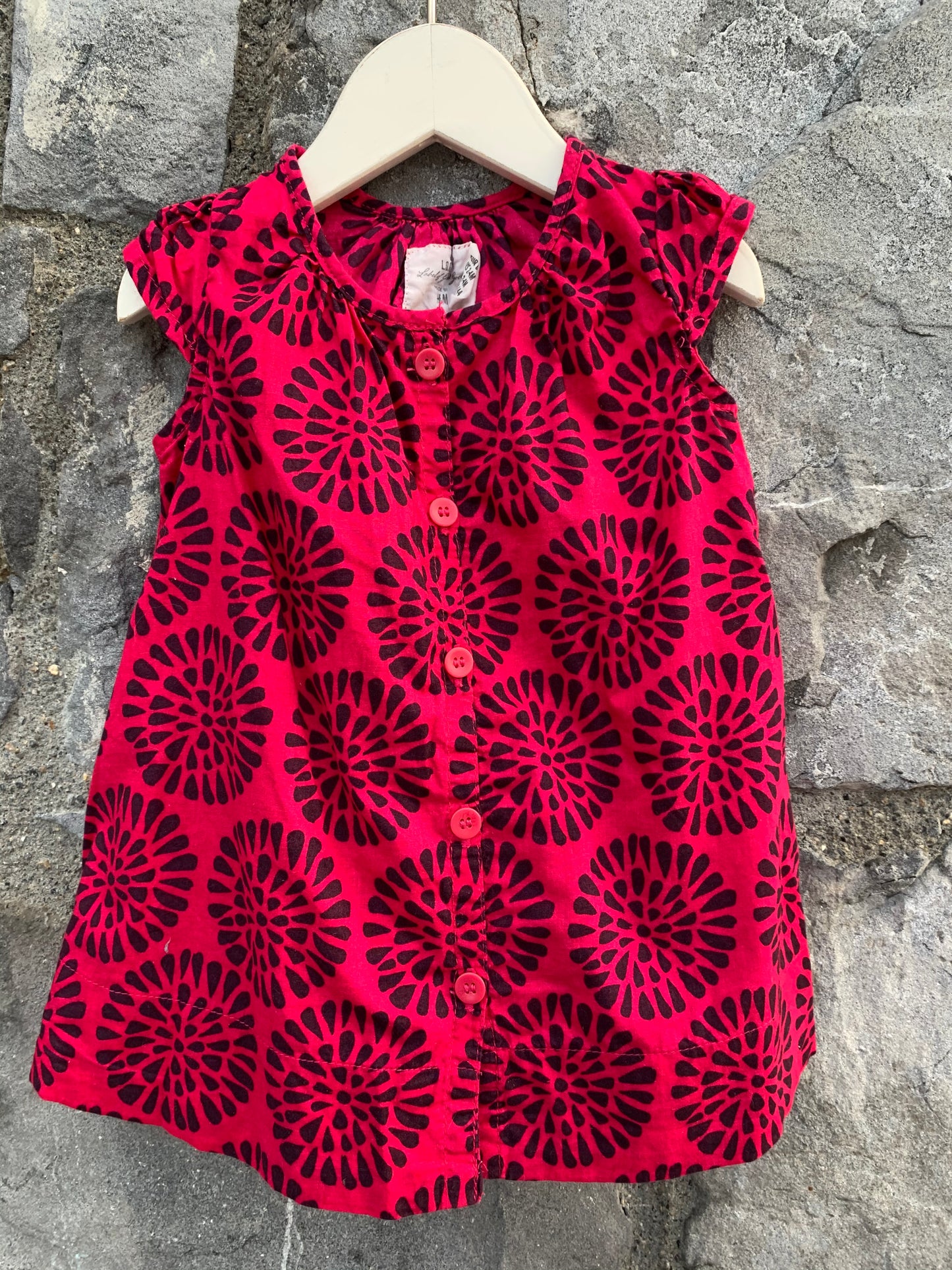 Pink dress with drops pattern 2-4m (62-68cm)