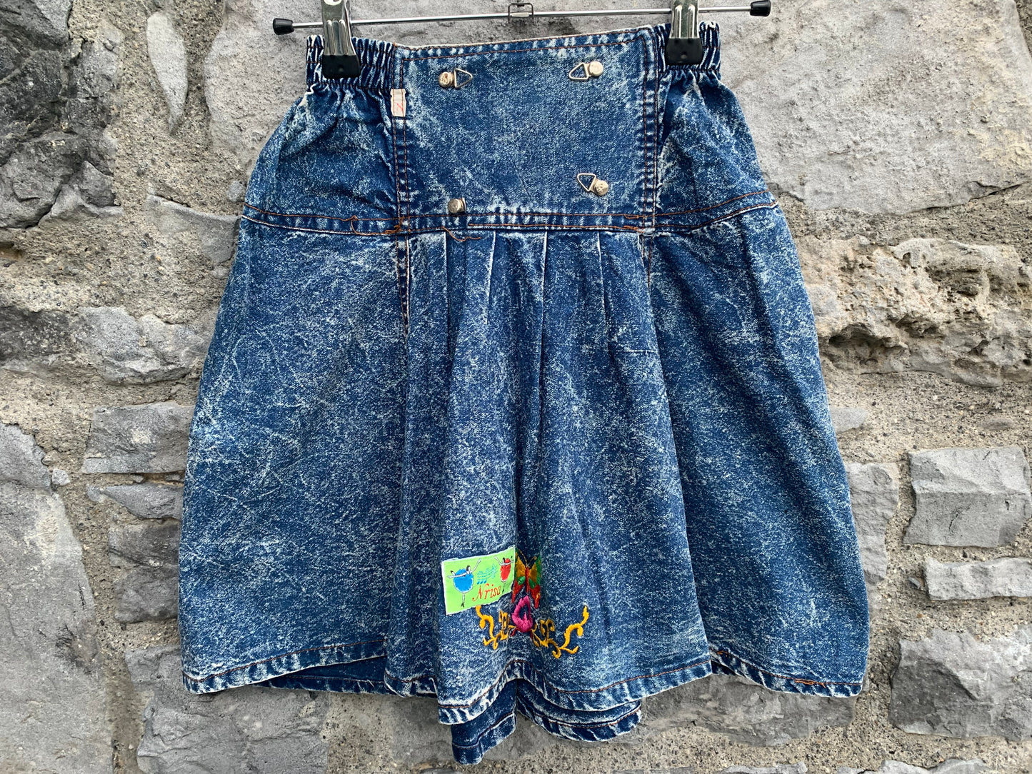 80s denim washed out skirt 10-11y (140-146cm)