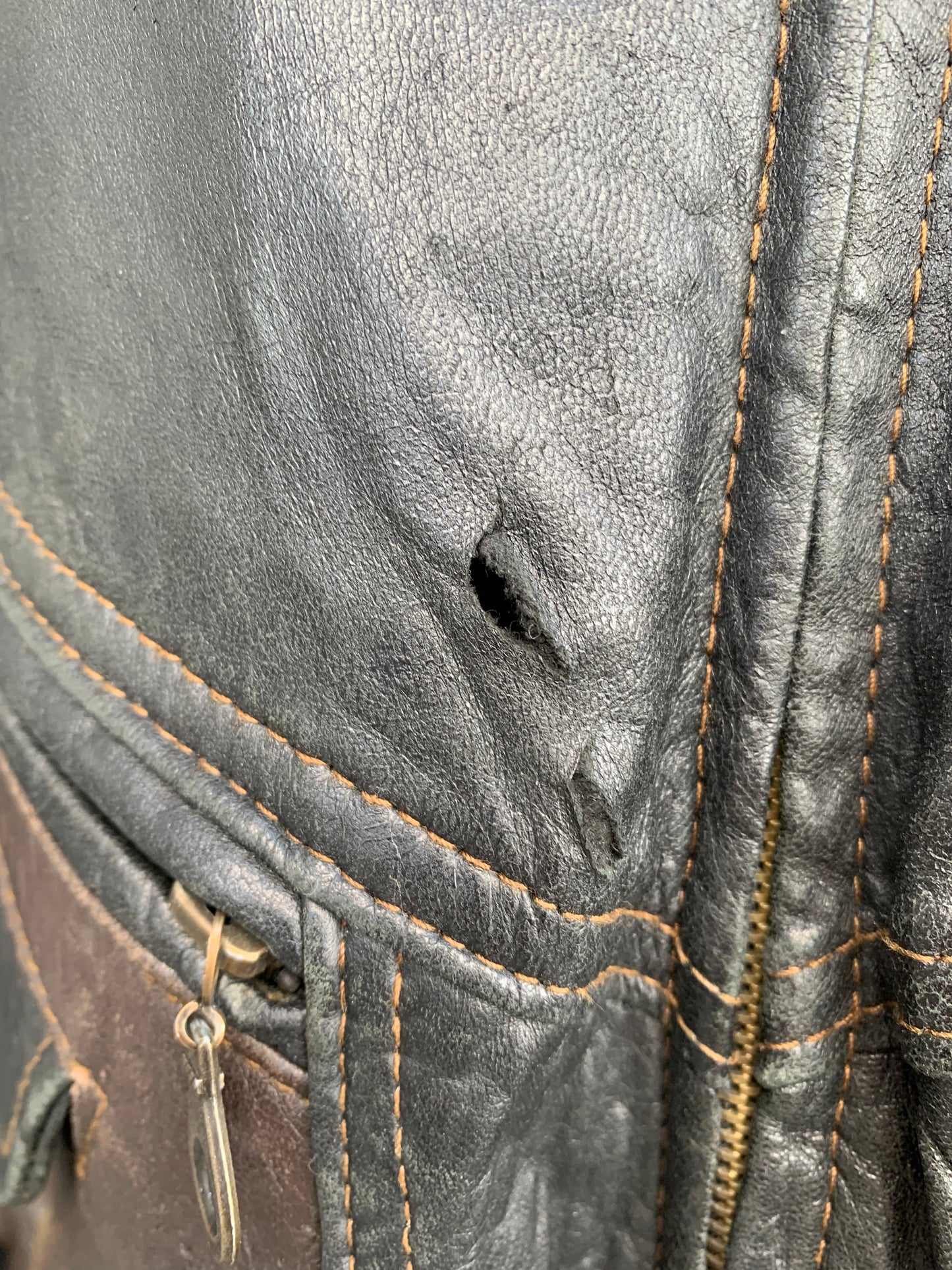 Black&brown leather jacket Large