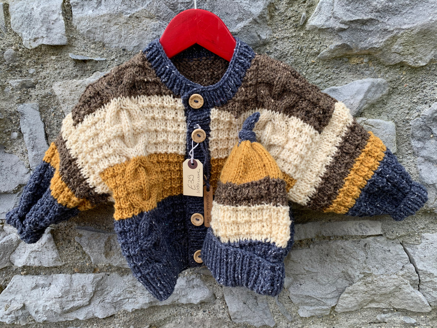 Chunky cardigan with a hat 12-18m (80-86cm)