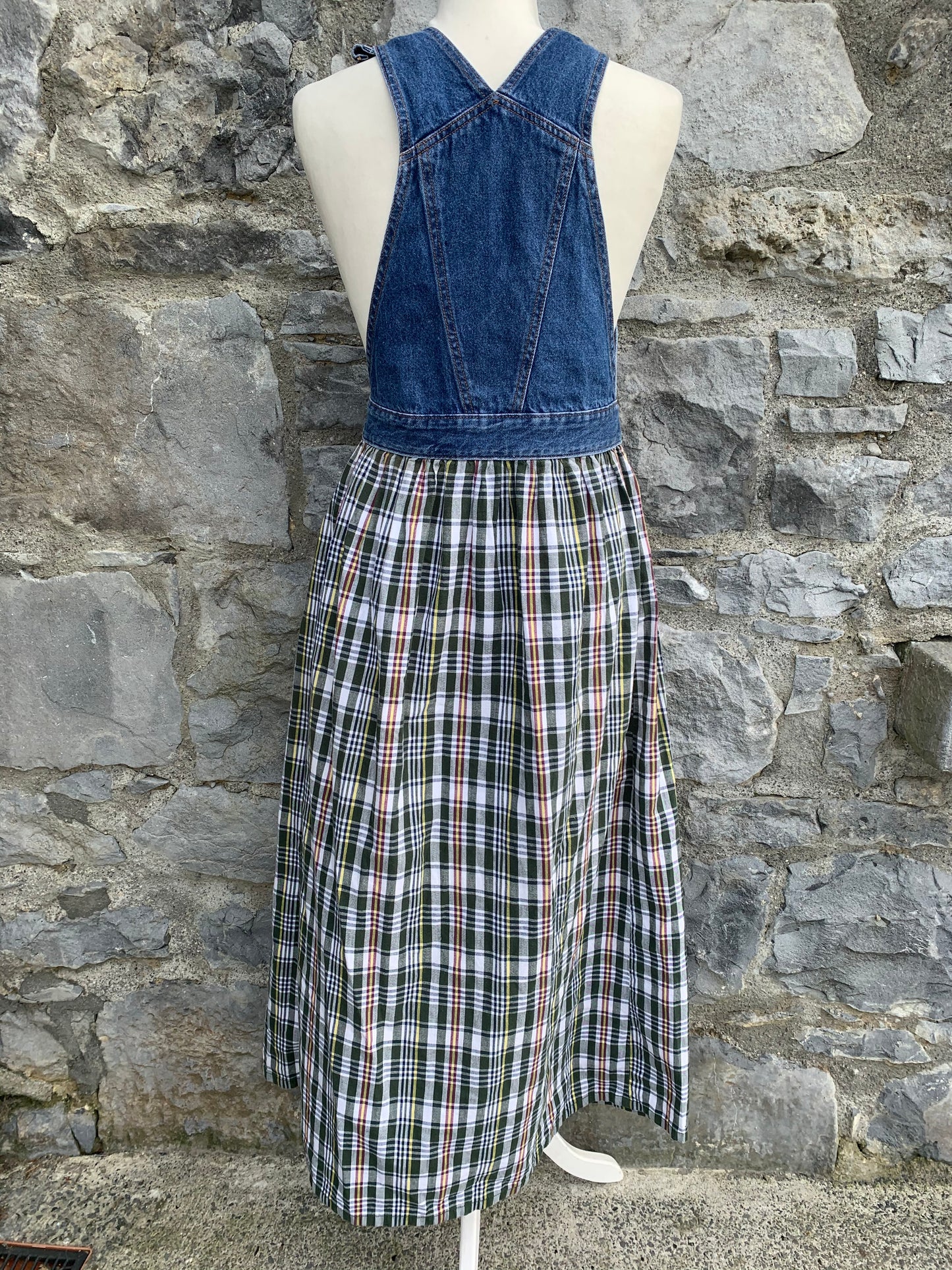 Little Big denim&check maxi dress uk 10