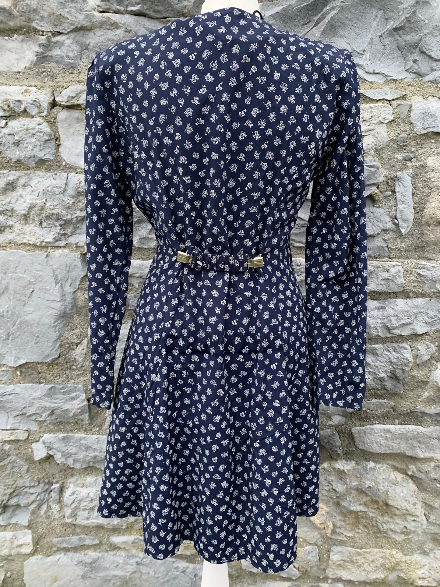 90s navy floral dress uk 8