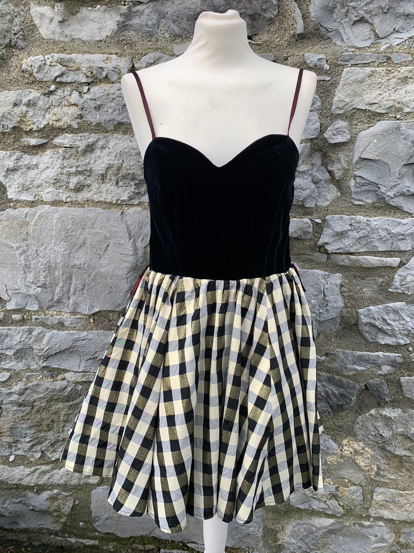Vintage gold check dress uk 8-10