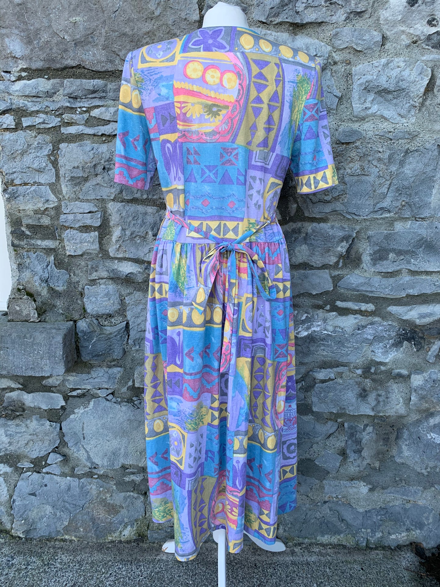 80s geometric midi dress uk 10