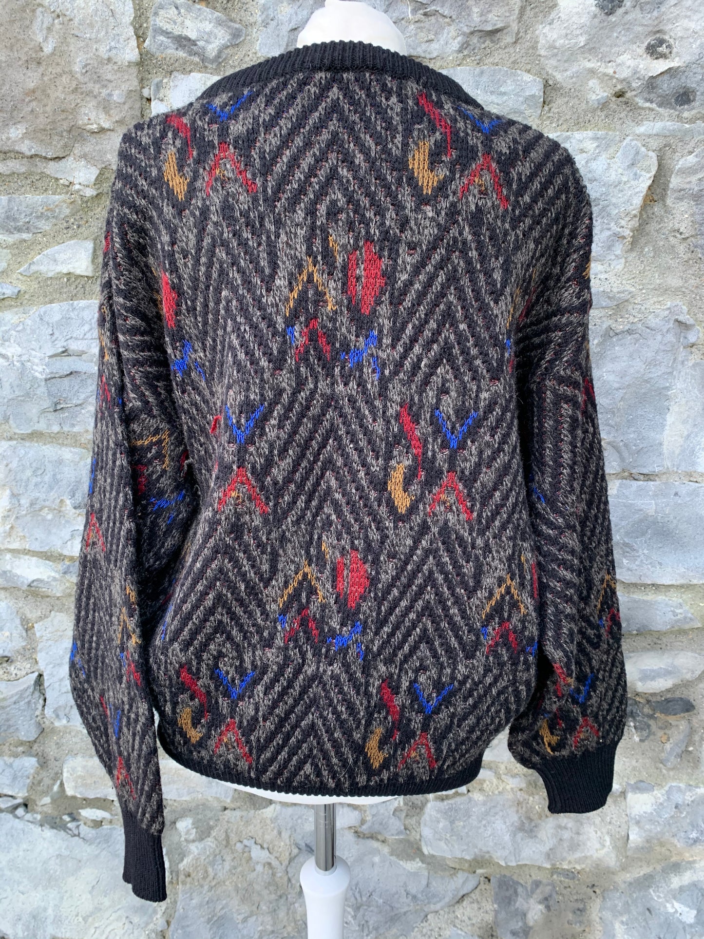 80s grey chevron jumper Medium